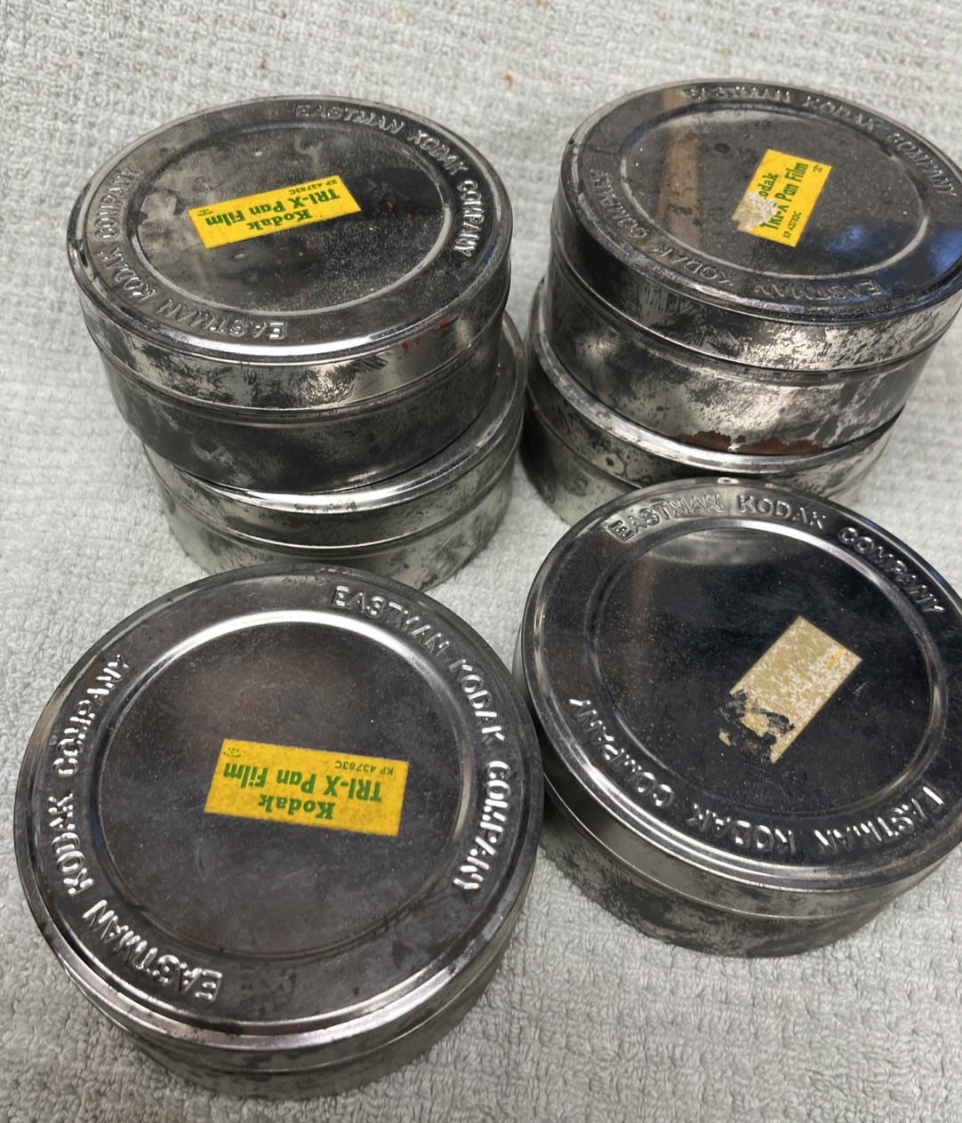 Lot of 6 Vintage Eastman Kodak Company Metal Film Tin Container 3.5″ Silver