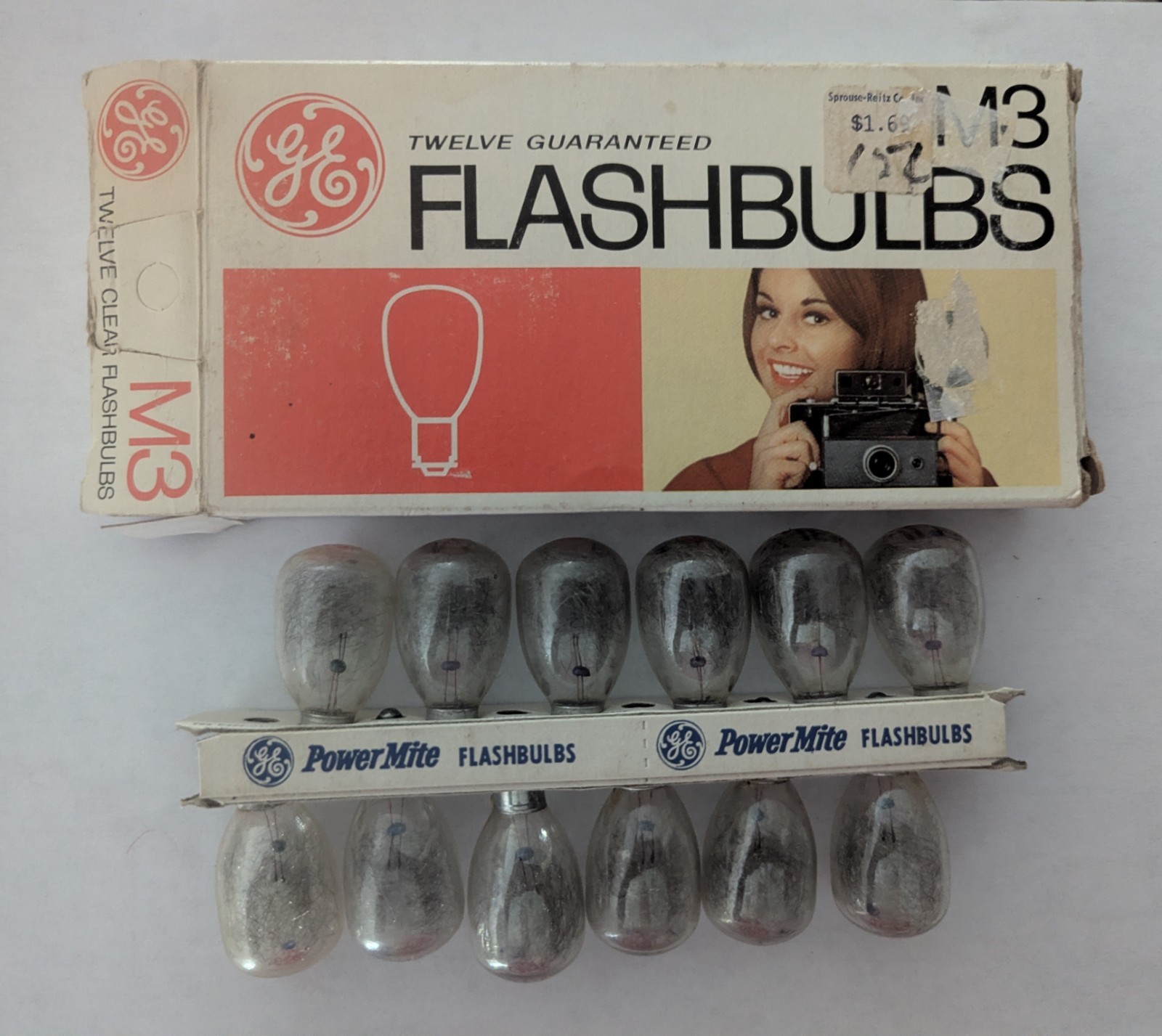 Vintage GE M3 Twelve Flashbulbs Camera Flash Bulbs