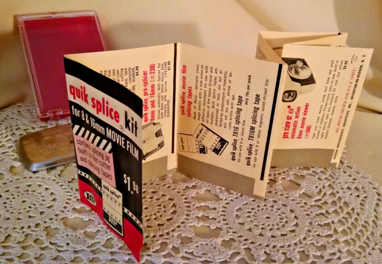 Slice Kit Quik Hudson Photographic 8 mm 16 mm Film Org Case Instructions 1961