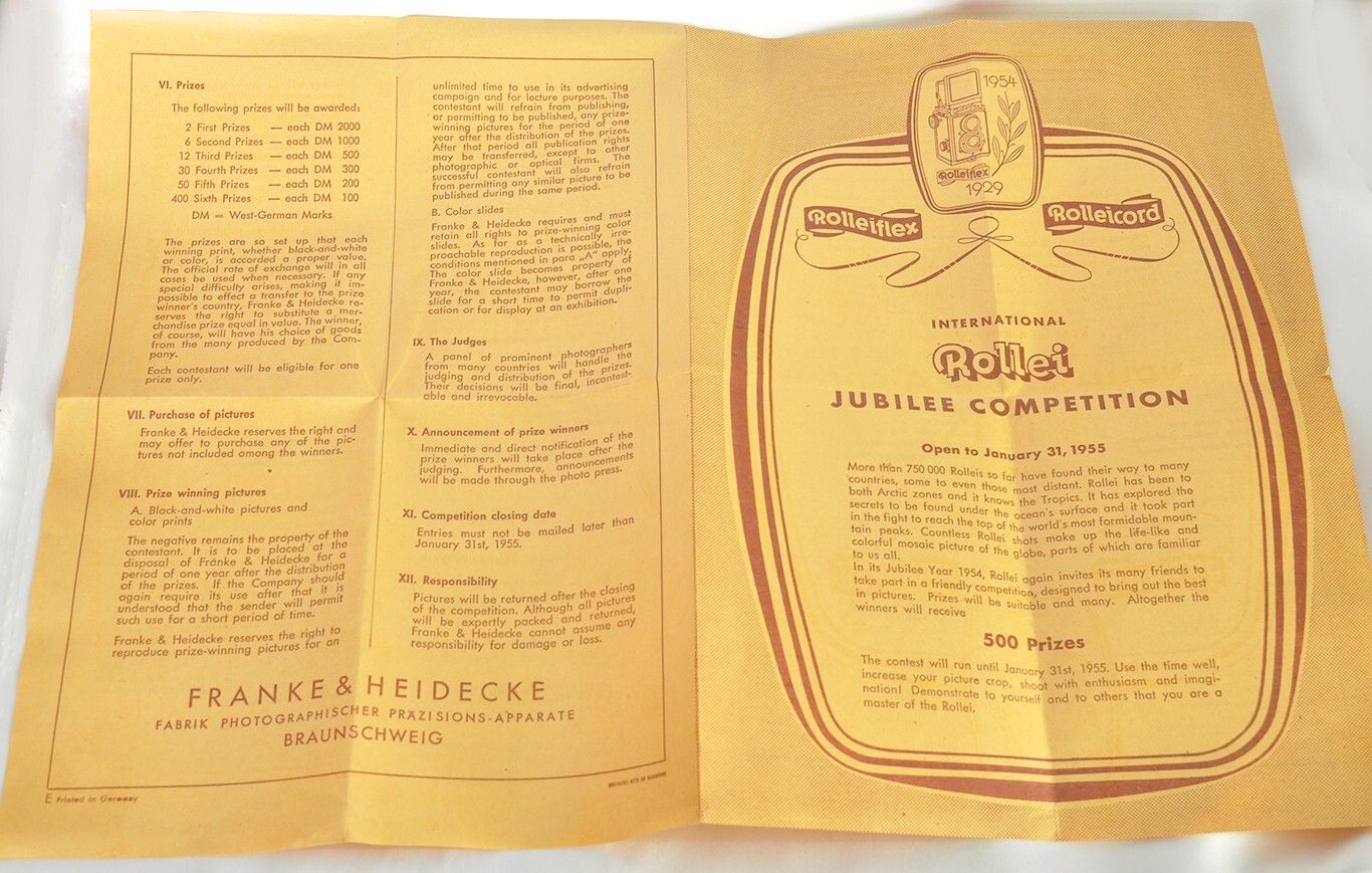 Rolleiflex 1954 International Rollei Jubilee Competition+Rolleiflex 1954 Sticker
