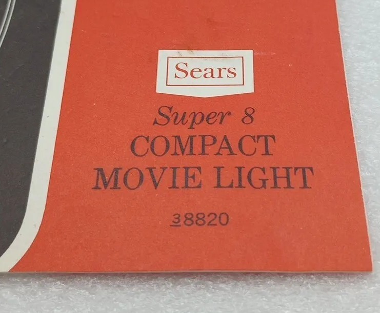 Sears Super 8 Compact Movie Light ~ model 8820 ~ Tested Working (VG)