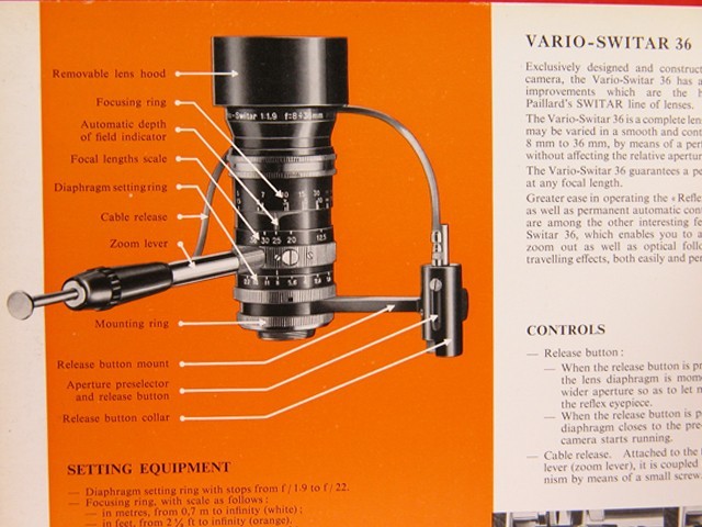 Bolex Vario-Switar 8-36mm Zoom Lens FACTORY INSTRUCTION MANUAL Original