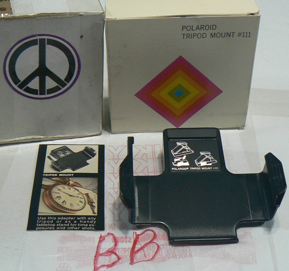Polaroid SX-70 Camera #111 Tripod Mount +Box & Advertisement Card BB
