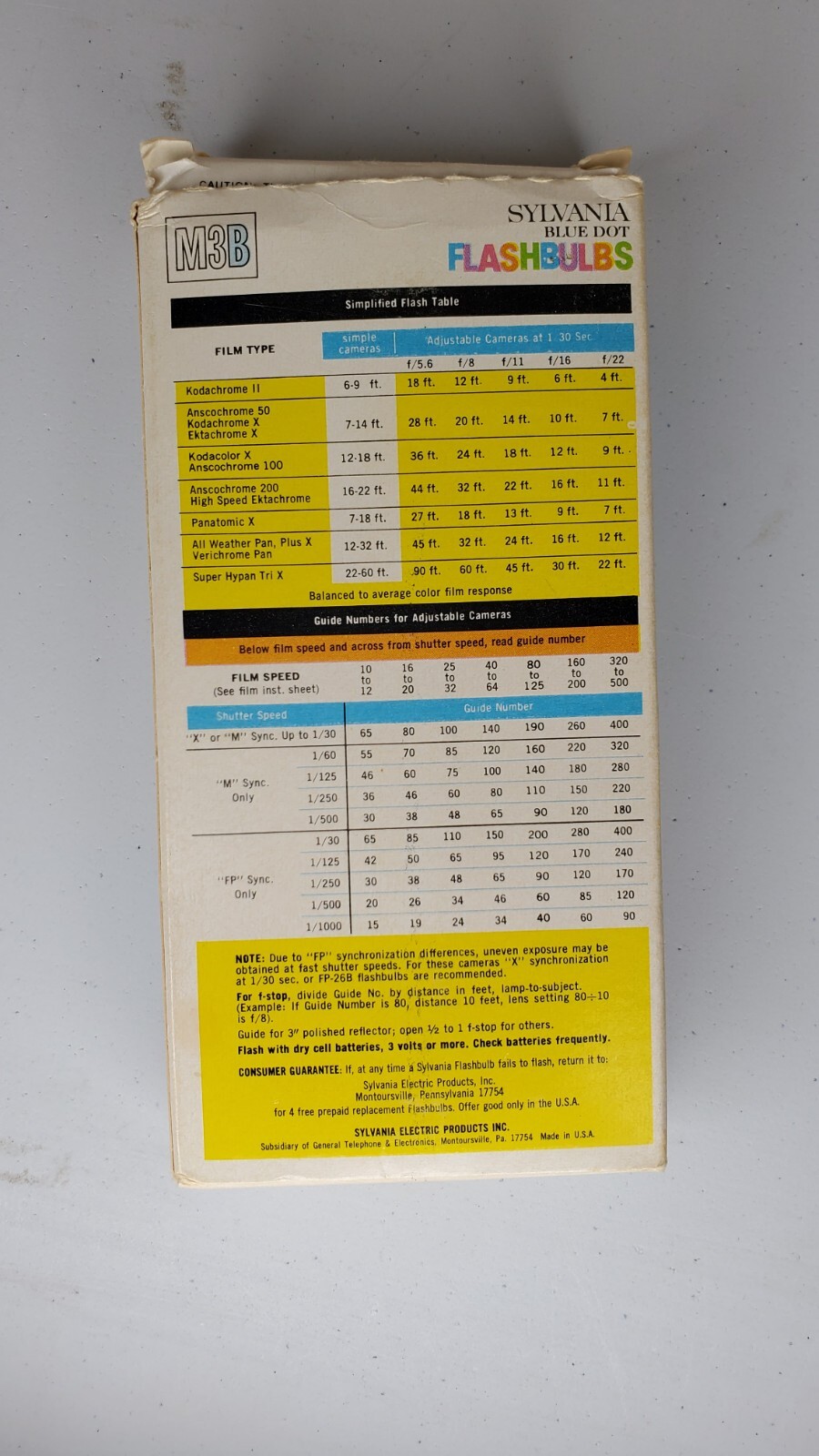 Vintage Sylvania Blue Dot Flashbulbs M3B 11 Bulbs Kodak flash bulbs