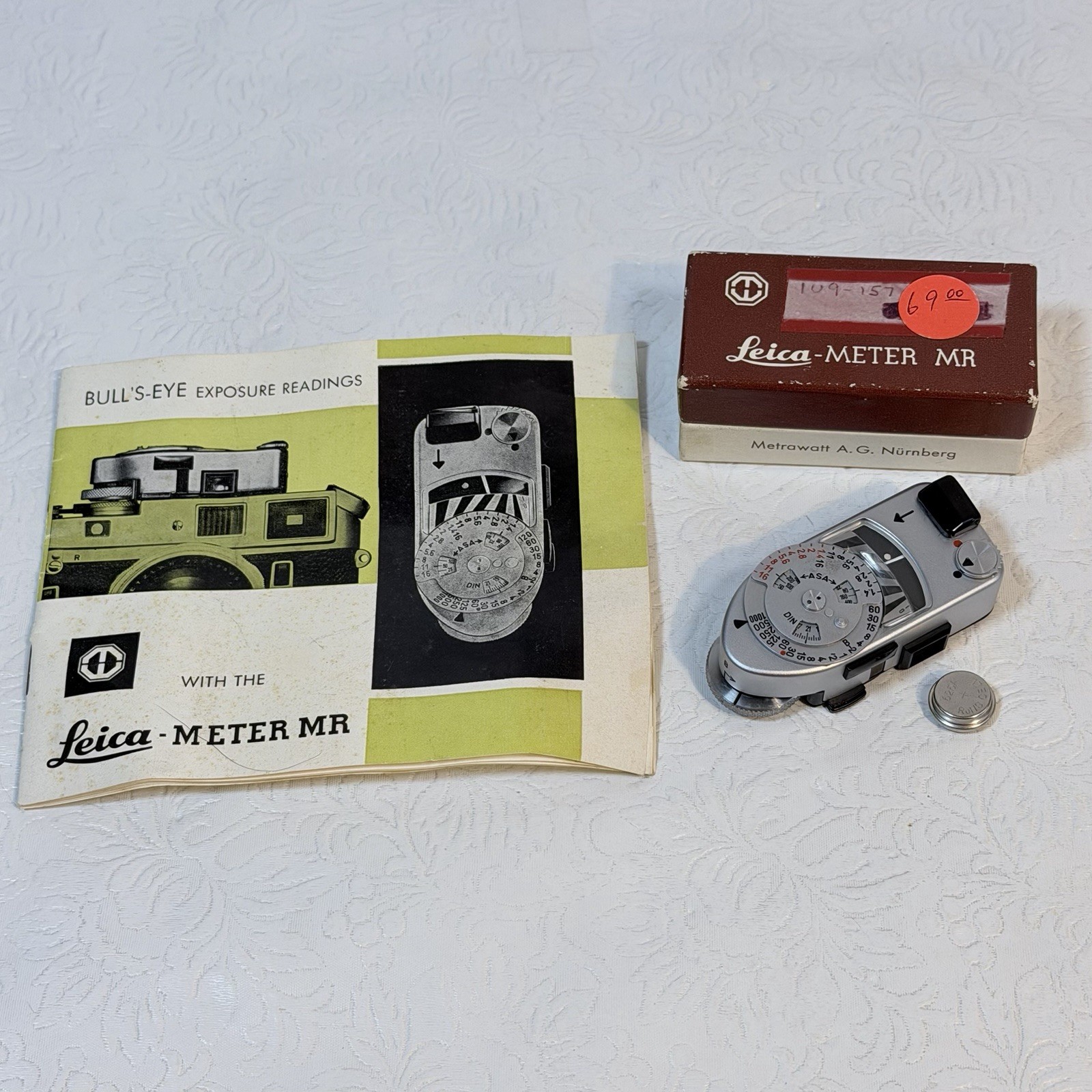 Leica Light Meter MR Chrome For Leica M Camera WORKING Box, Papers, New Battery