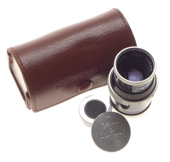 Kern paillard Yvar 1:2.8 f=36mm ar bolex b8 film camera lens caps case no558657