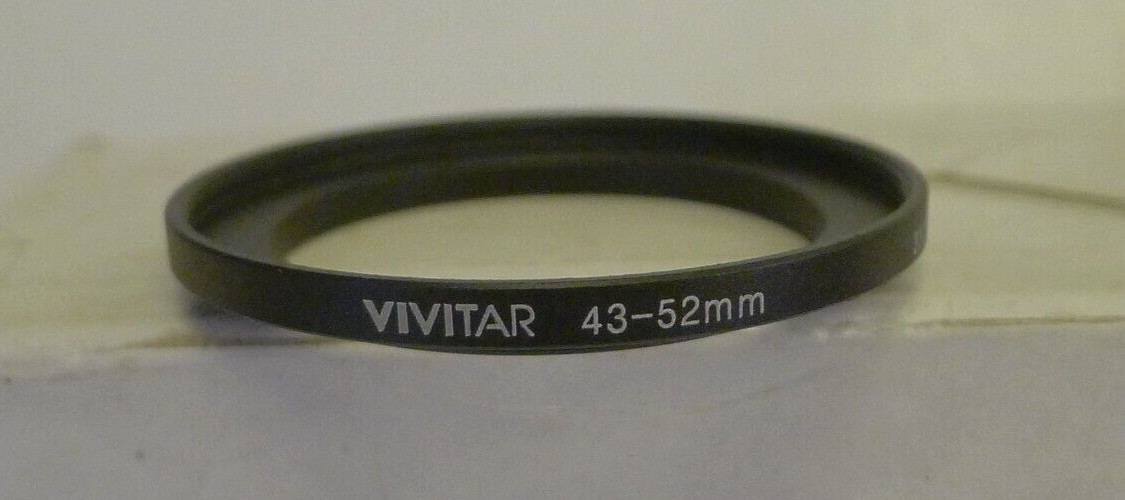 Vivitar 43-52mm Step-Up Adapter Ring Black Metal – Used