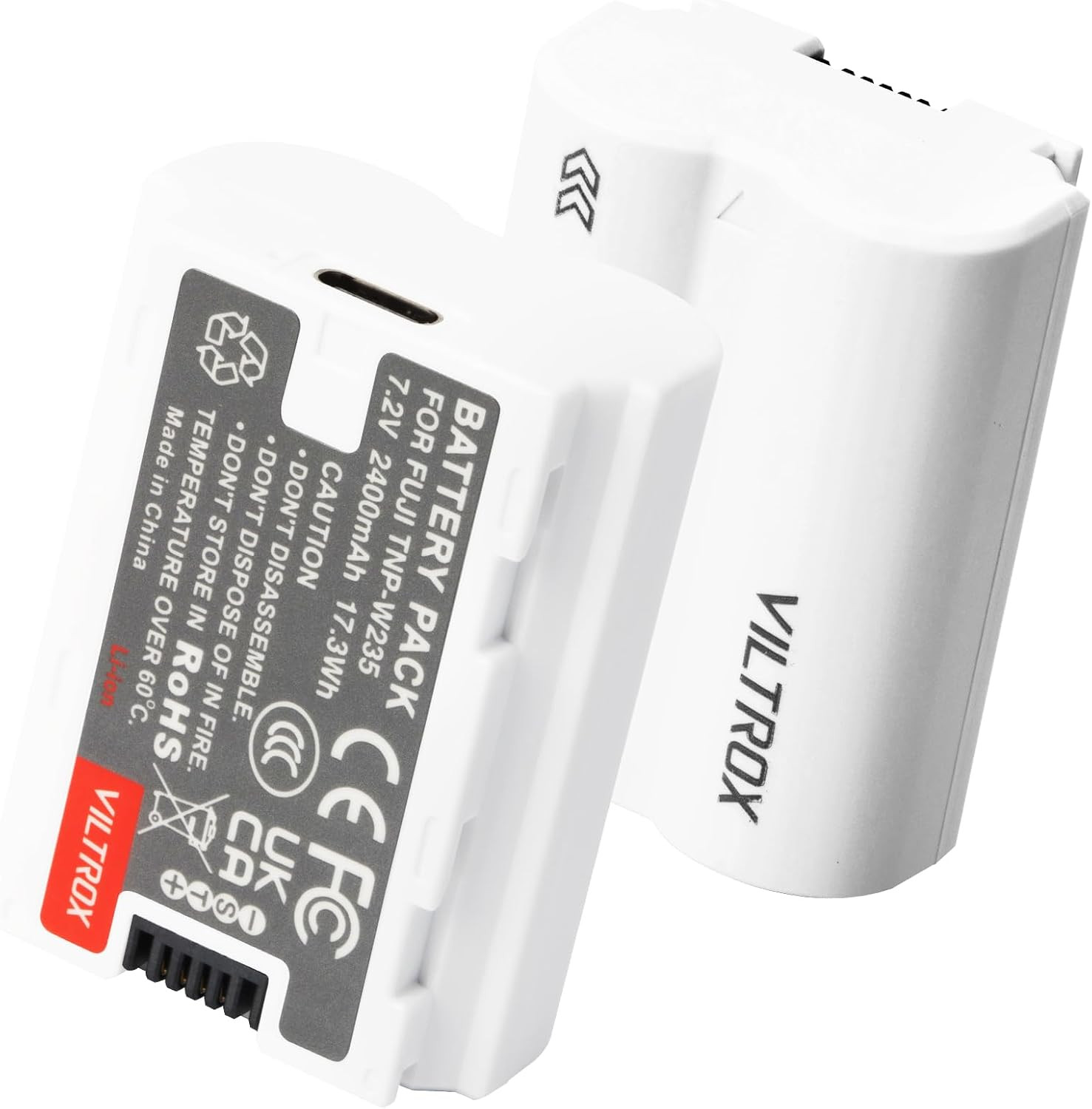 2 Pack NP-W235 2400Mah USB-C Replacement Camera Battery Type-C 2.5H Fast Chargin