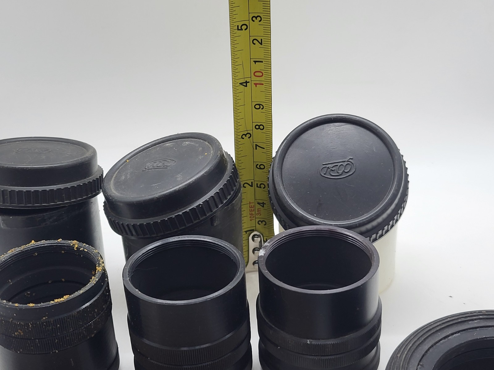 Vintage photography accessories: Extension rings shutter release cable lens hood