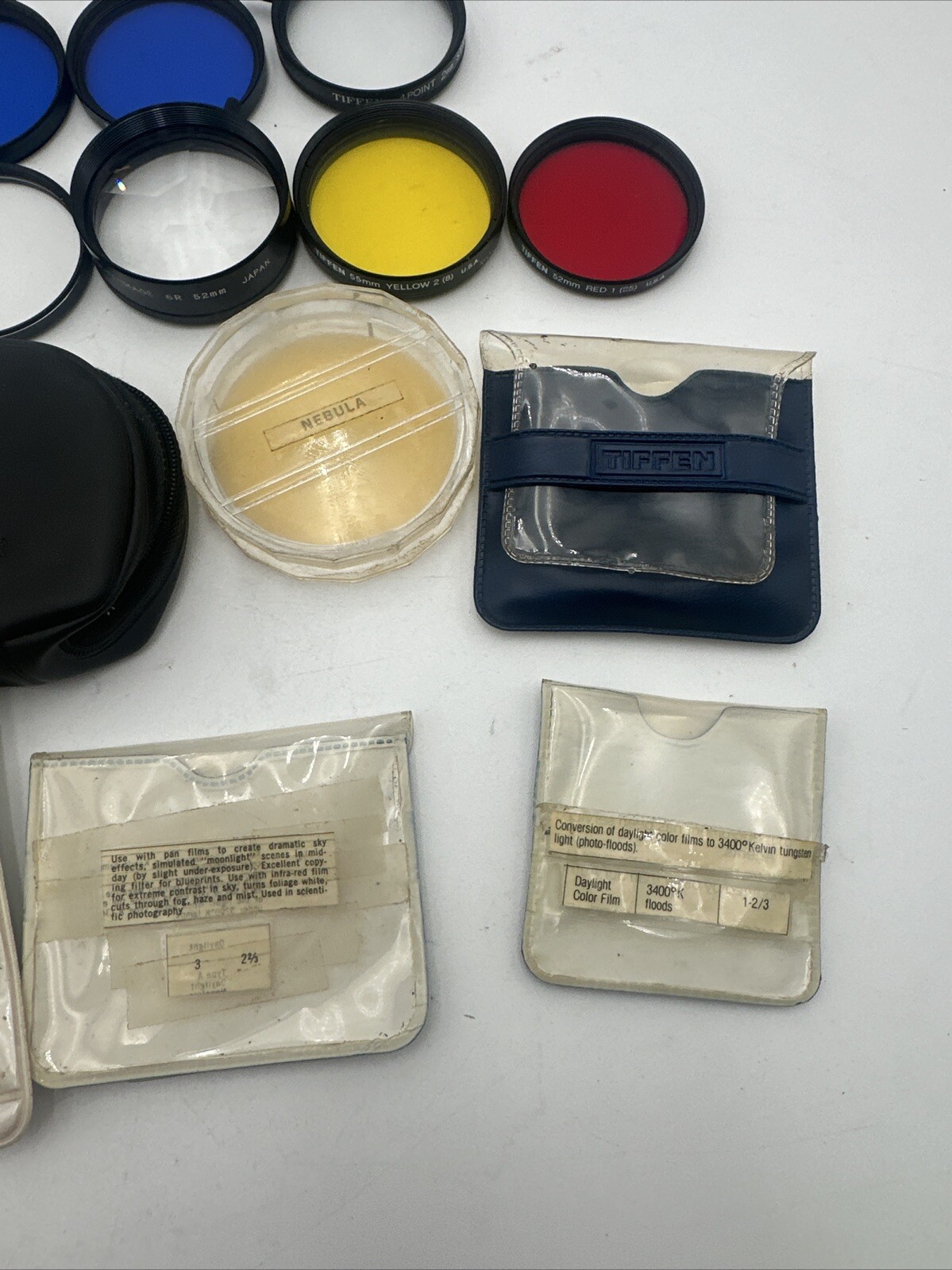 Lot of 7 Vintage Tiffen, Kalt, Canon Filters W/ Cases