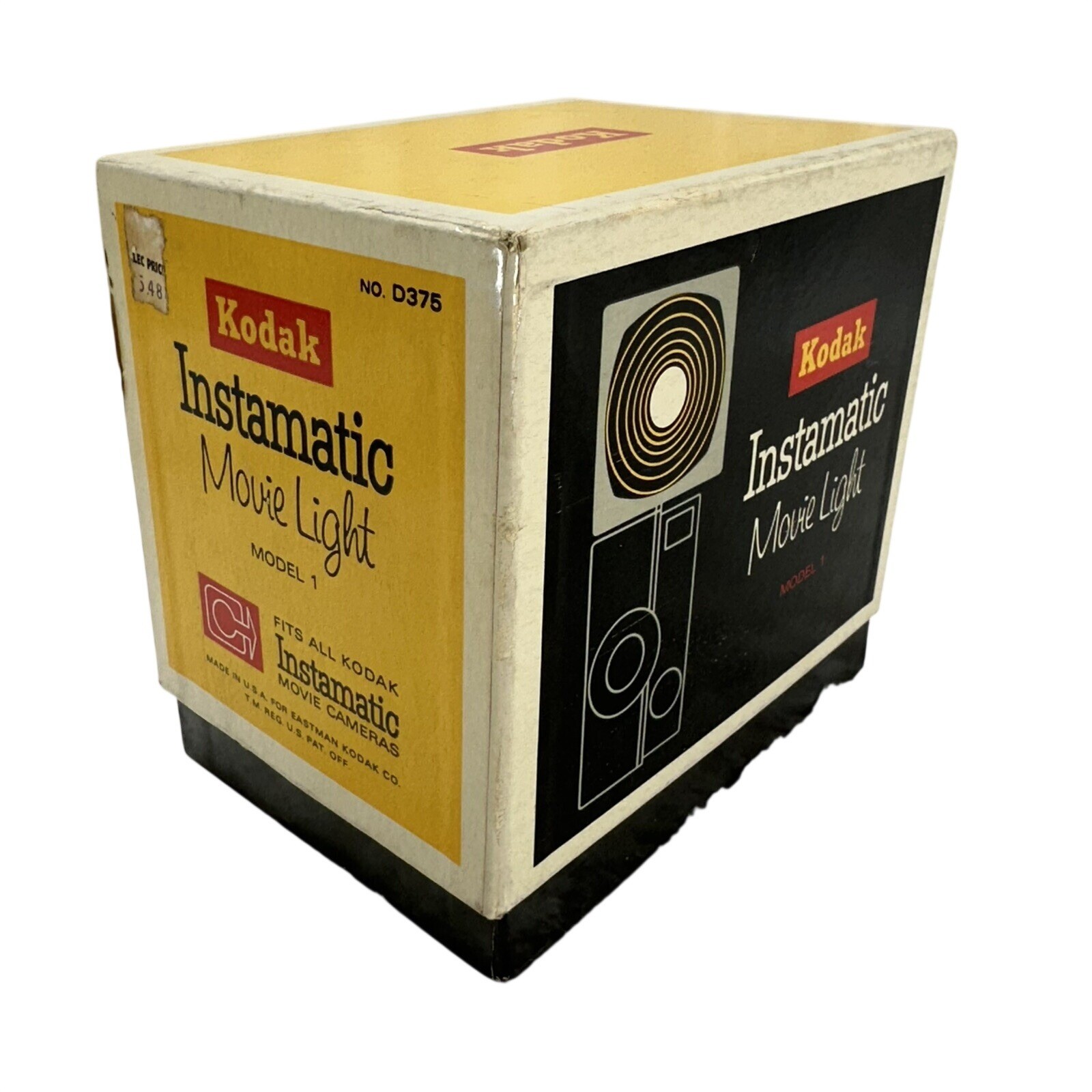Vintage Kodak Instamatic Movie Light Model 1 in original box, No. D375. Works.
