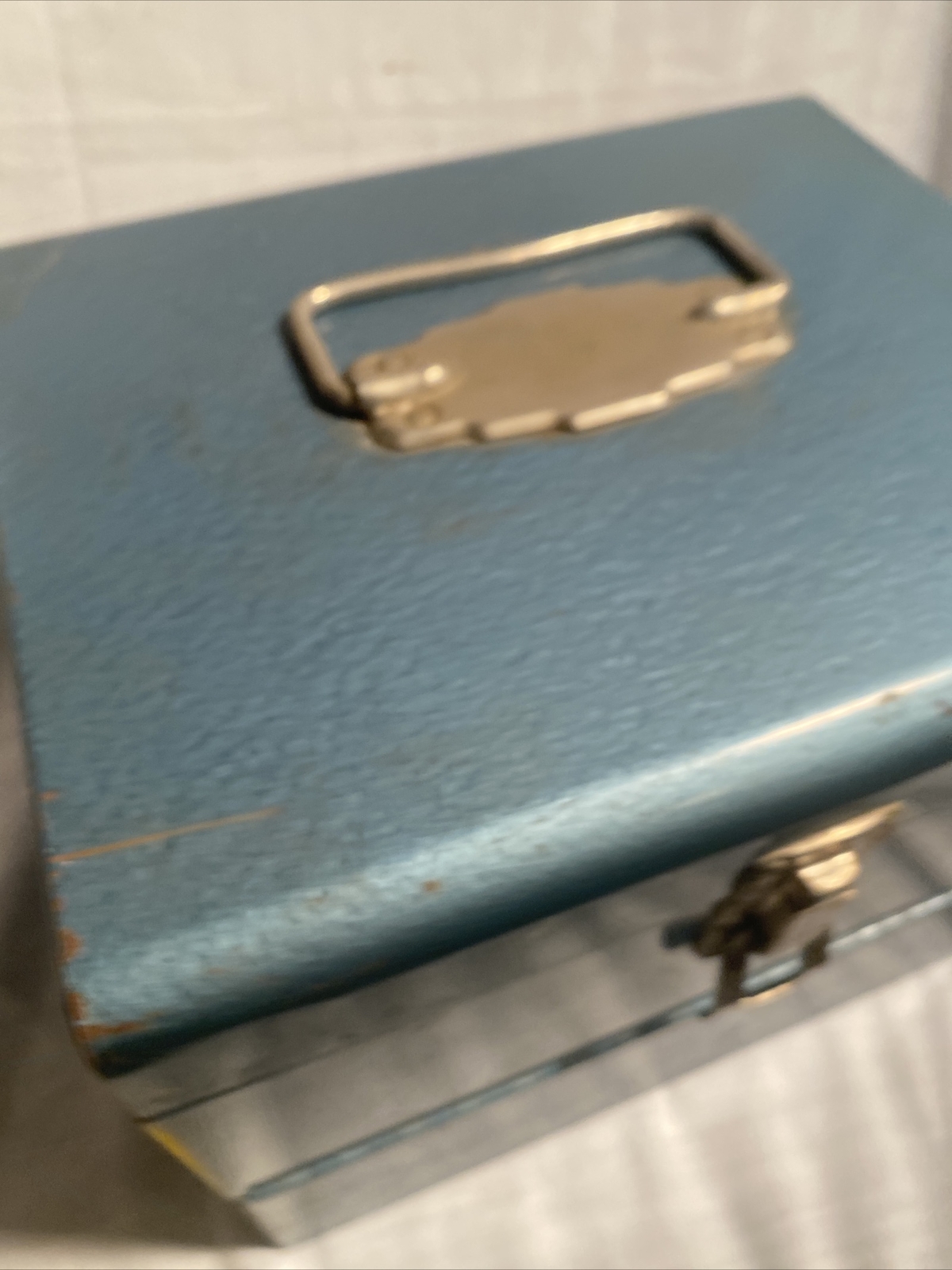 VINTAGE Metal Reel Storage Film Case Box For Film Reel Canisters 12 Slots Blue