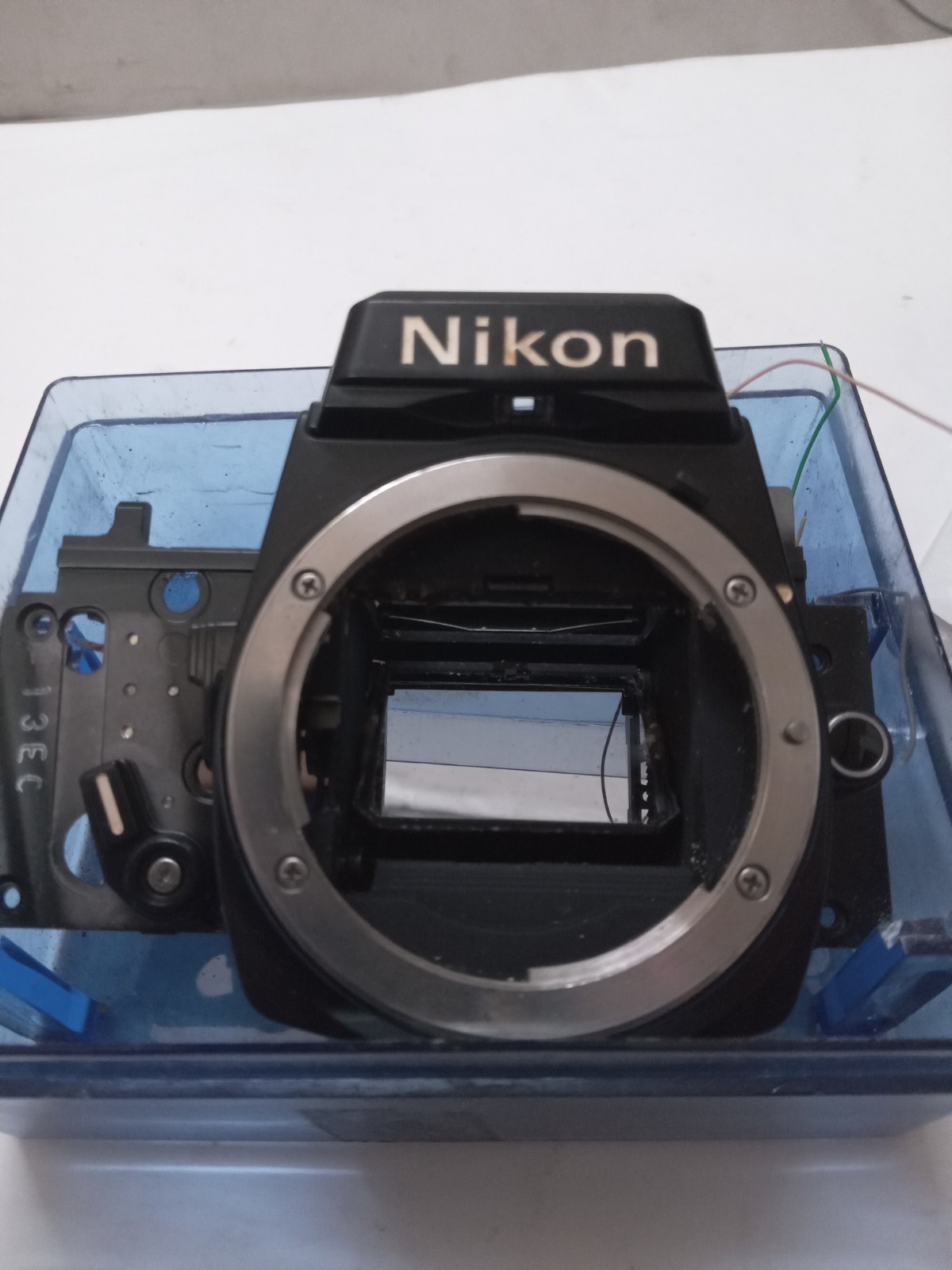 New Old Stock Nikon FE 2 Black Front Bezel W Mirror Box Spare Part