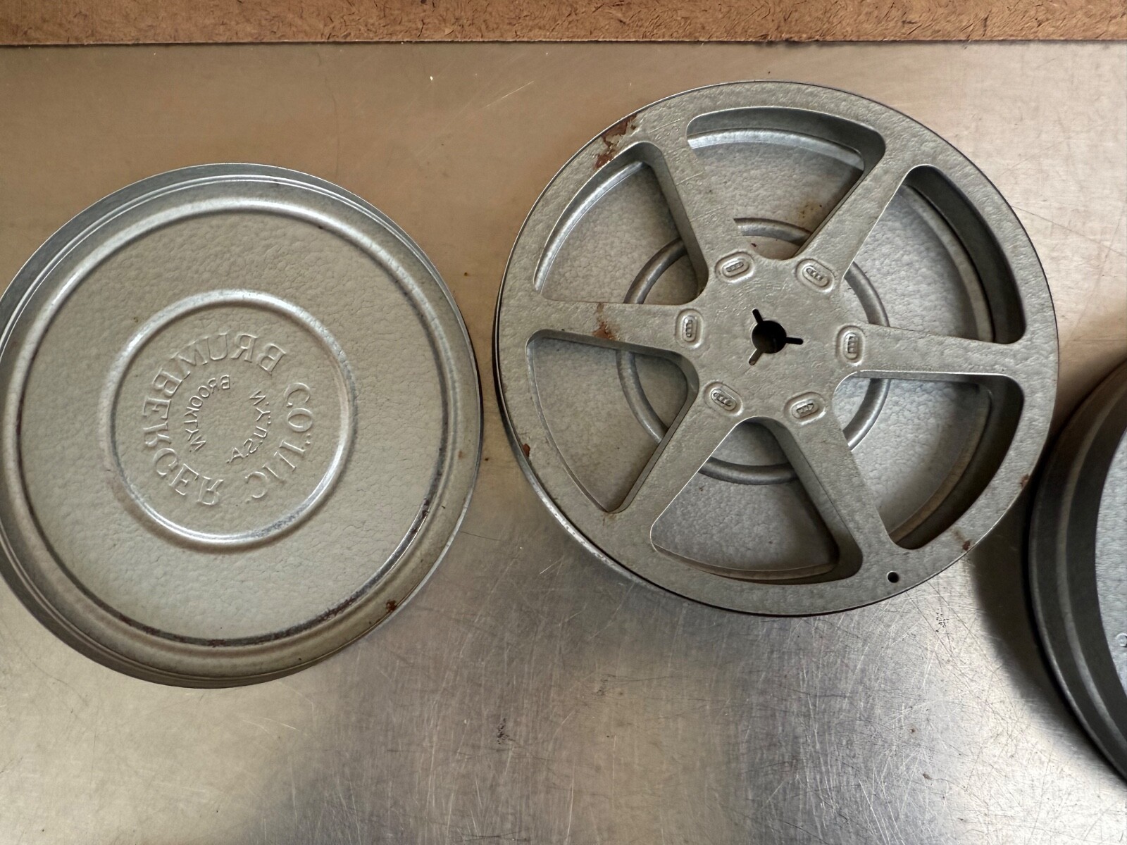 Vintage . Brumberger & Adams Metal Film Can Storage Case Box Containers