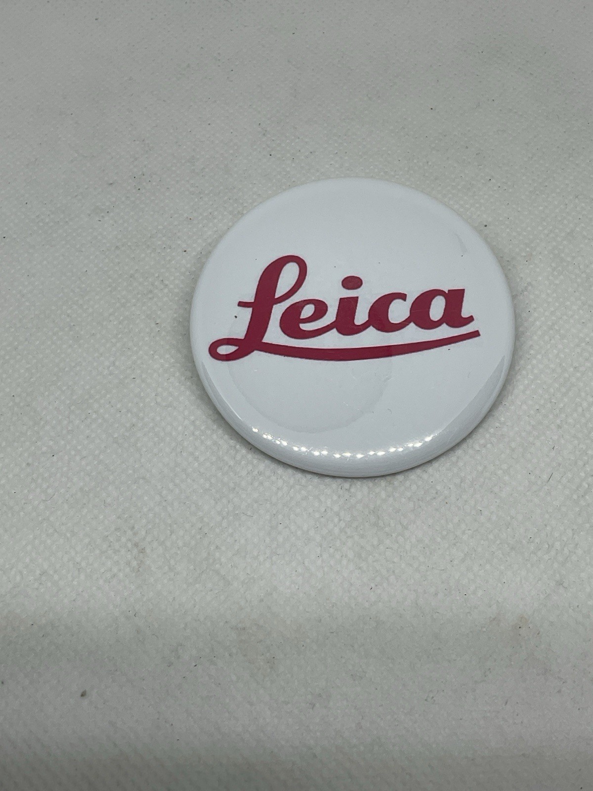 Rare Metal LECIA White Painted Camera Binocular Fan Pin/Badge/Button, 2.19” Wide