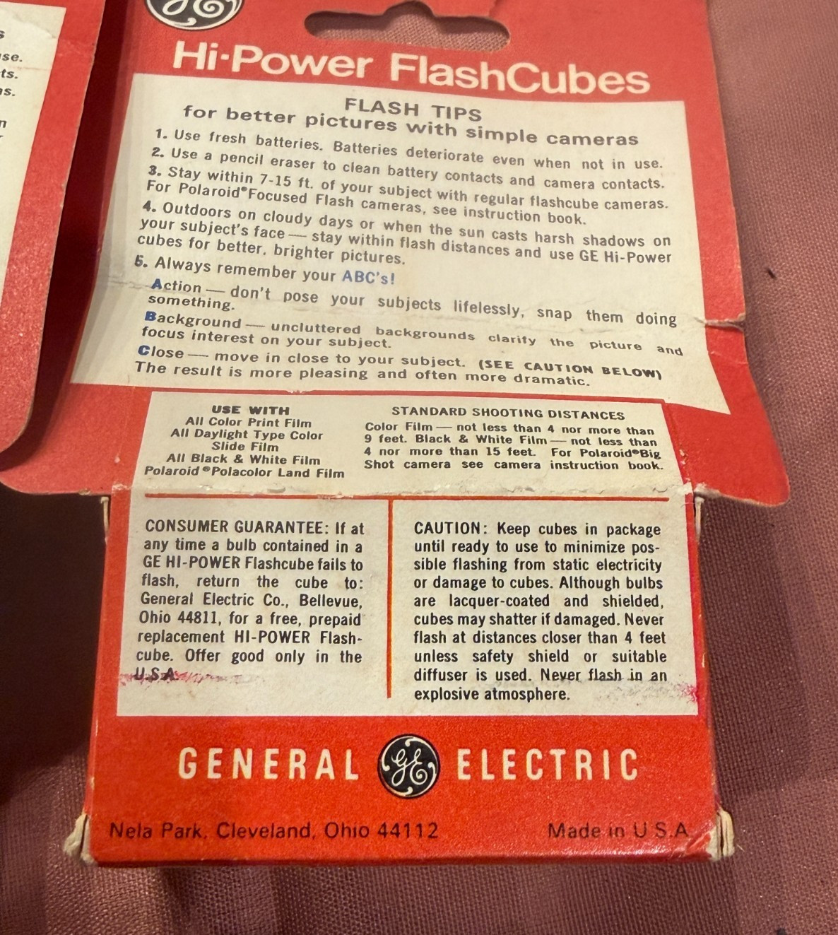 Vintage Unused GE Hi Power FlashCubes for Polaroid Flash Camera 4 Total Cubes