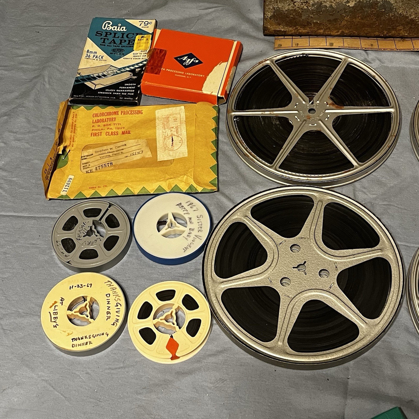 Vintage Silver Real to Reel Tape Metal Carrying Case W/12 Reels & Accessories