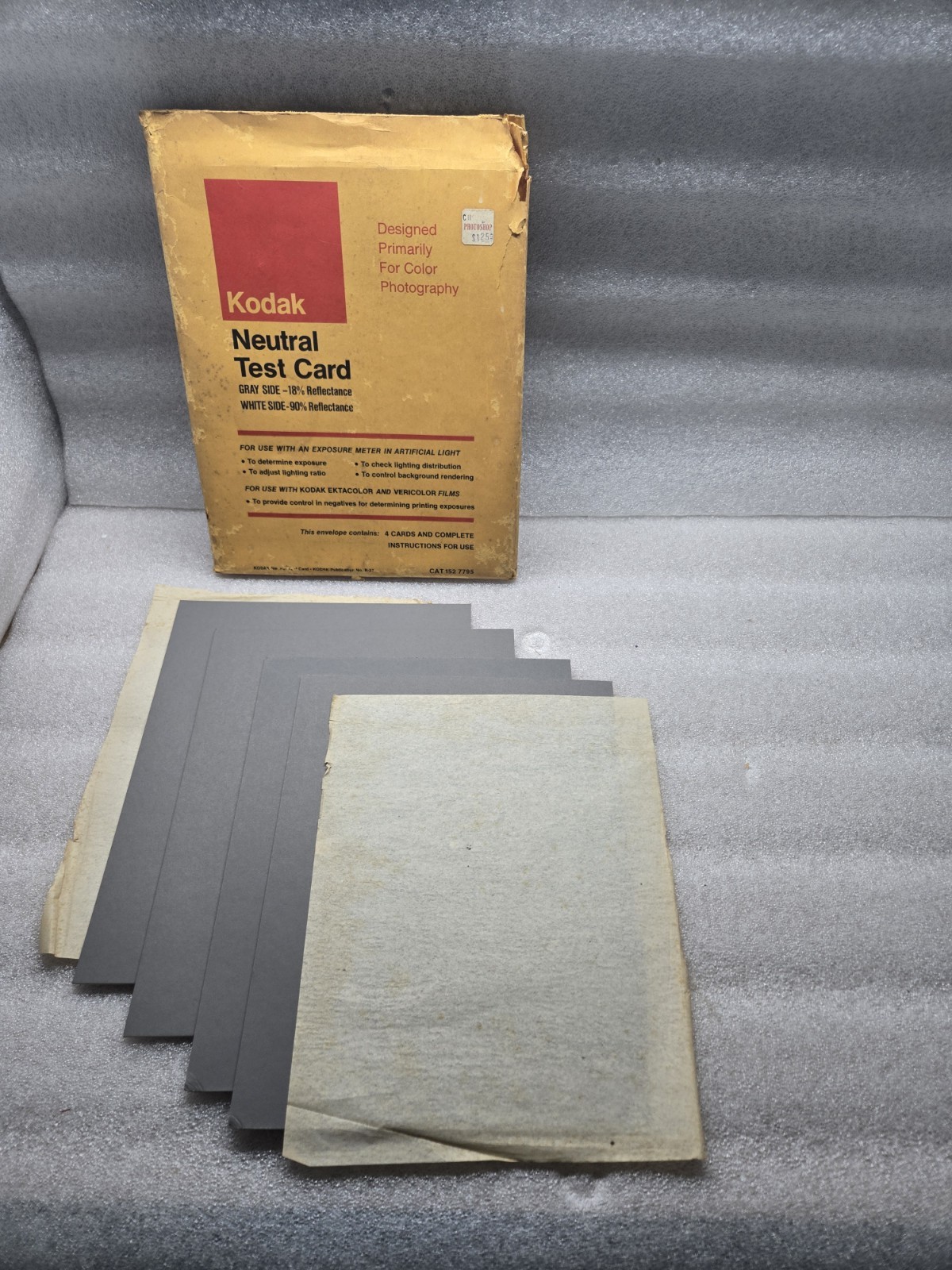 Vintage 1974 Kodak Neutral Test Card Cat 152 7995 4 Card & Complete Instructions