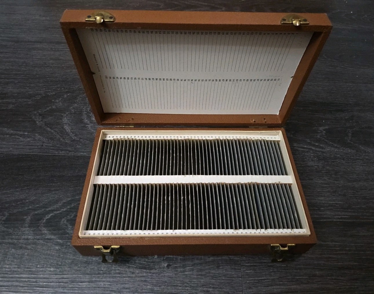 Vintage Barnett & Jaffe Projector Slide Case Pennsylvania Brown Box 100 Slots