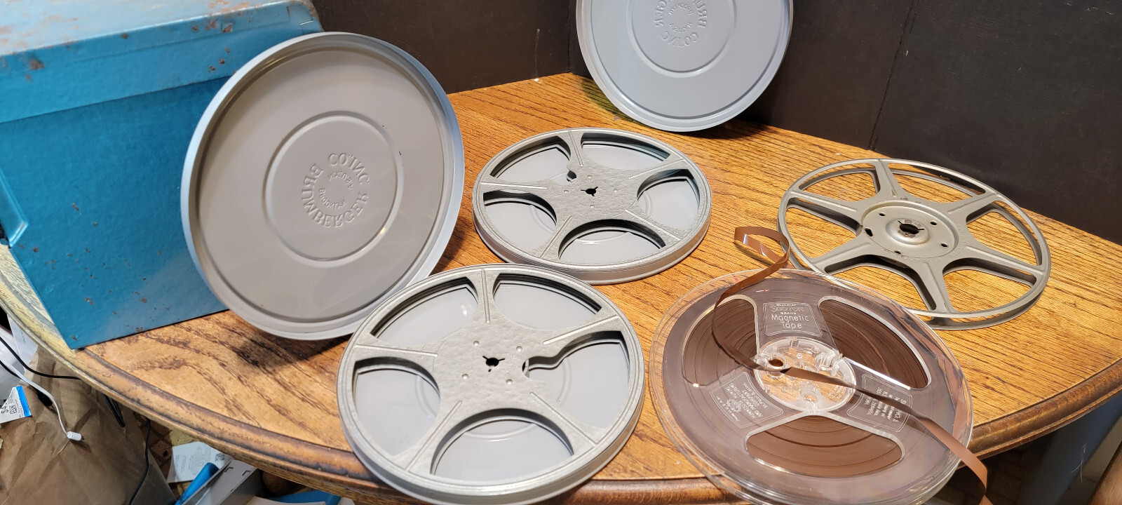 Vintage Metal 7″ Reel Storage Box For 8mm Film Or Reel To Reel brumberger reels