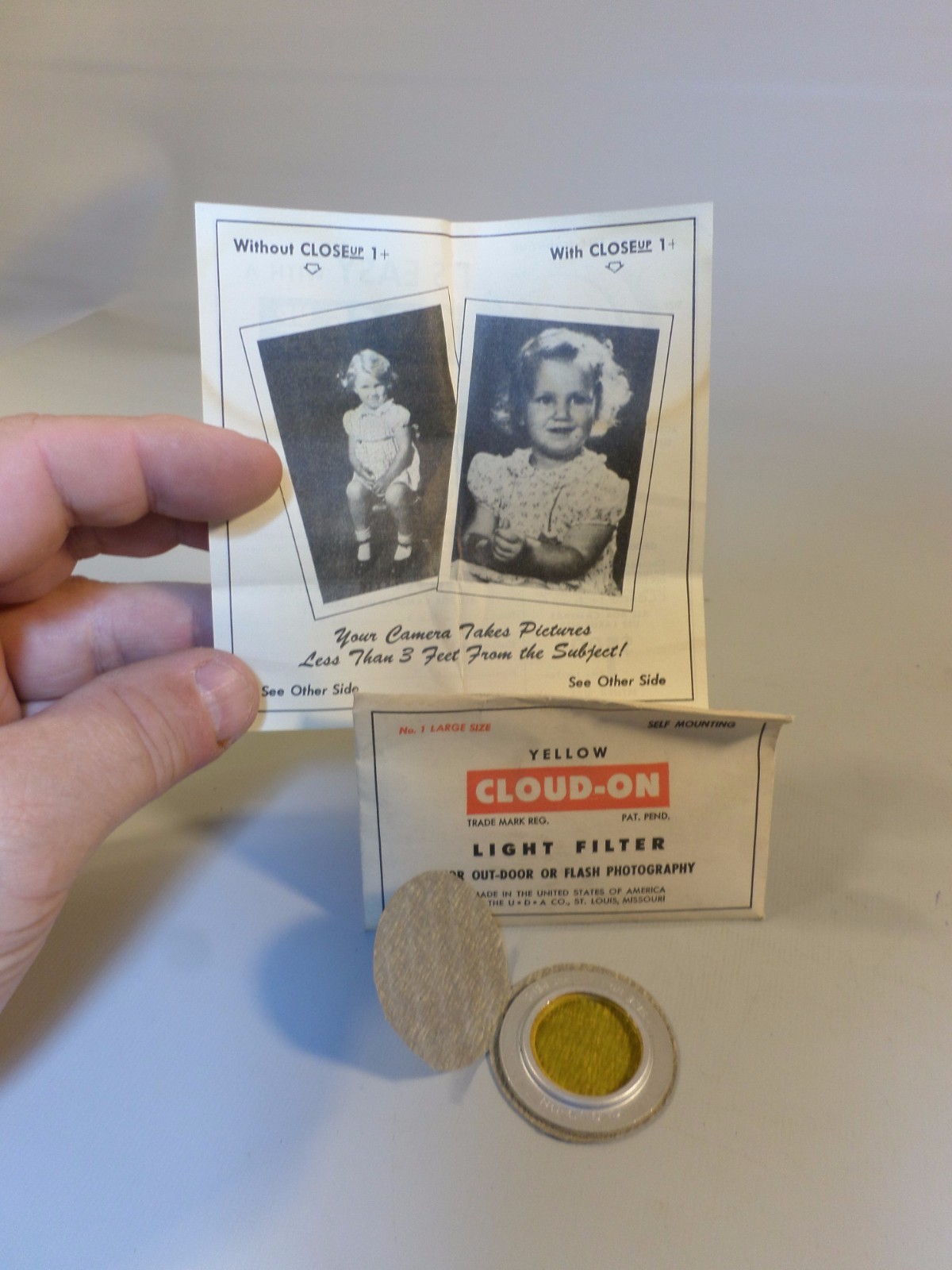 CLOUD-ON YELLOW LIGHT FILTER – FIXED FOCUS BOX CAMERAS- RARE