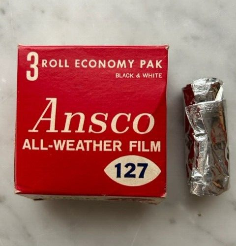 Vtg 50’s ANSCO CADET Camera outfit in original box w/flash,manual,bulbs, & film