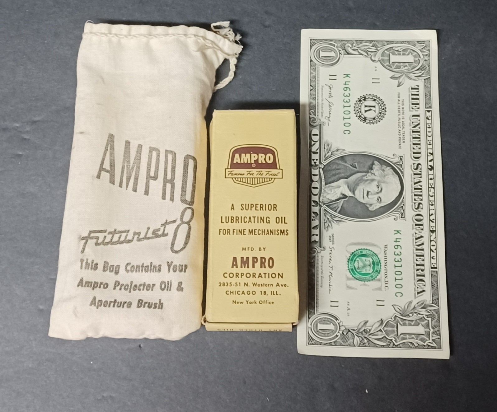 Vtg 1950s Ampro Futurist 8 Fine Mechanism Projector Oil in Original Packaging