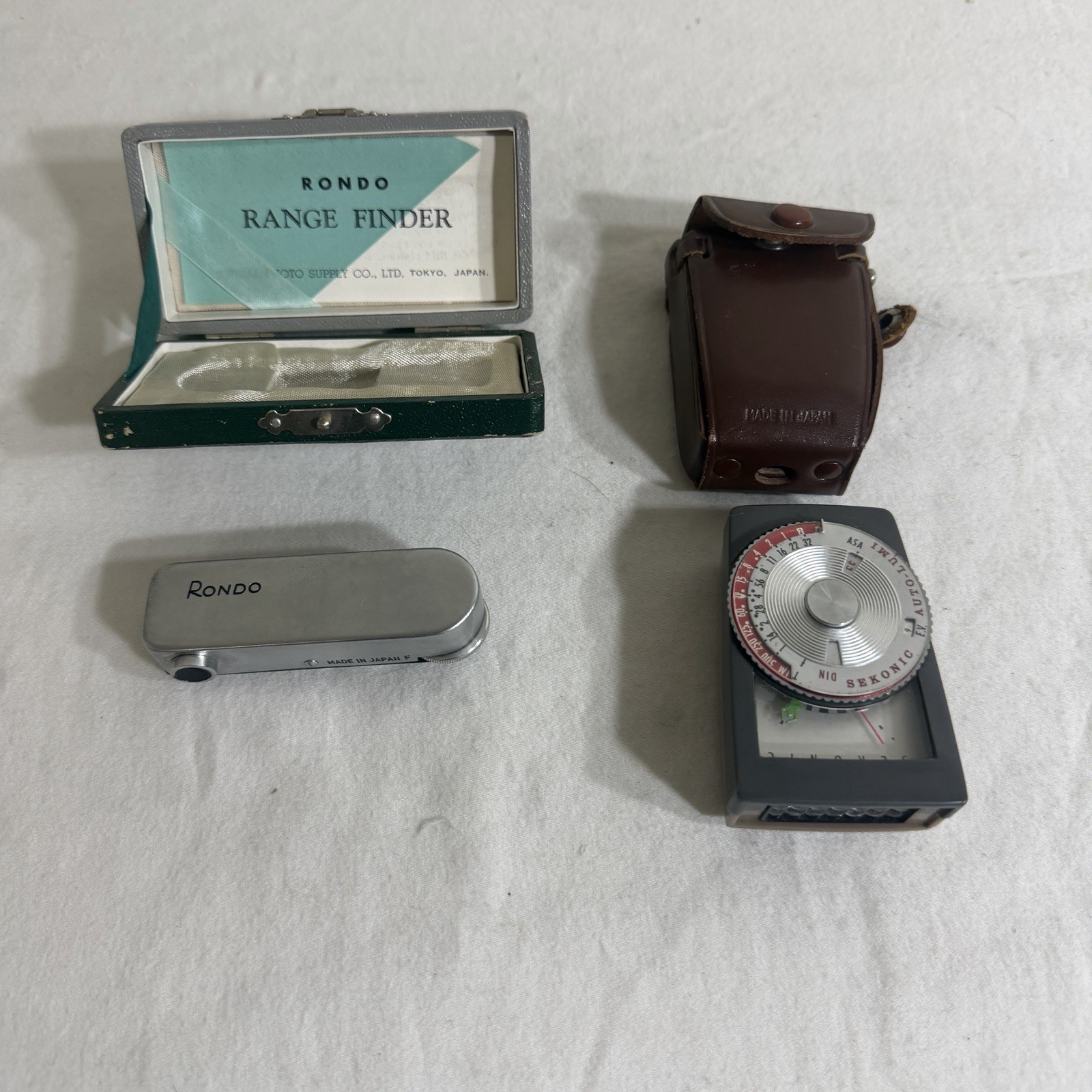 Vintage Sekonic Auto-Lumi 86 Light Meter + Rondo Rangefinder Lot Working Japan