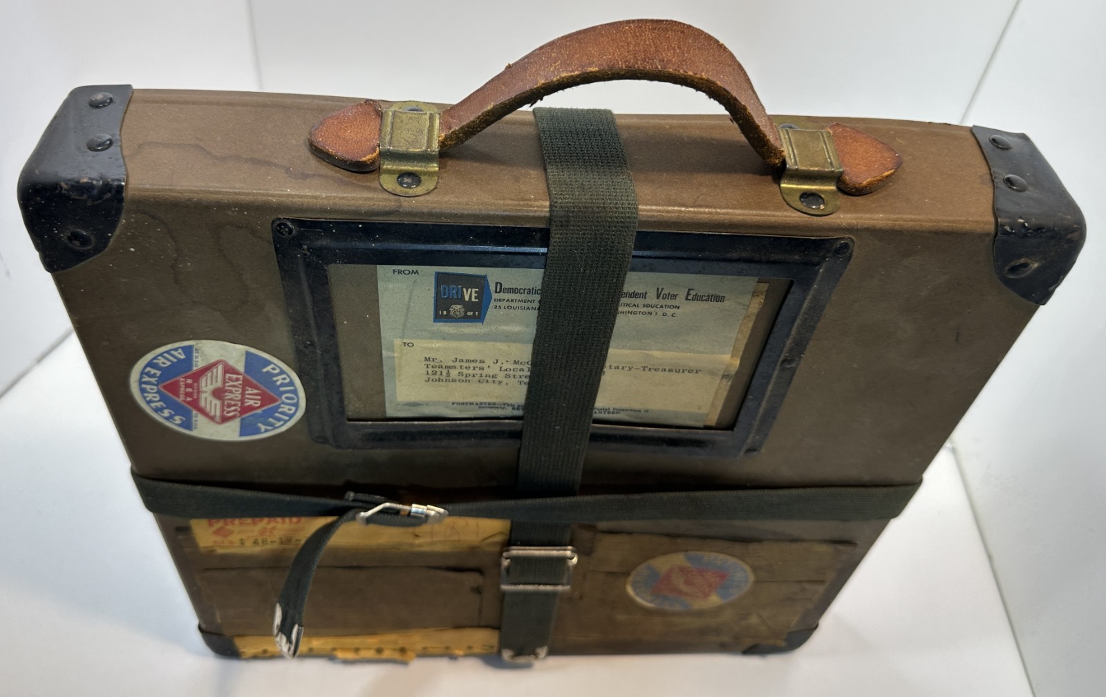 Vintage MCM 16mm Film Reel Fiberboard Shipping Box 13 1/2” X 13 1/2” w Film Can