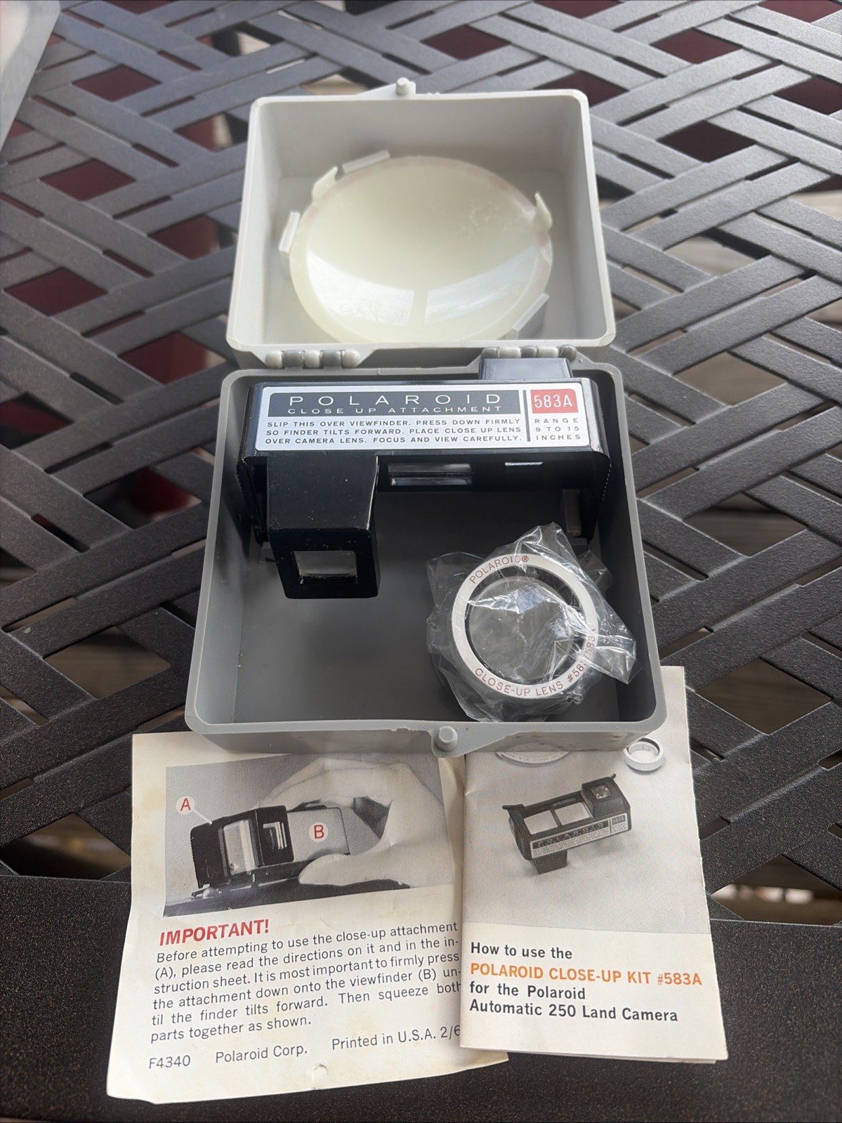 Vintage Polaroid Close-Up Kit #583A with Manual & Case For 250 Land Camera