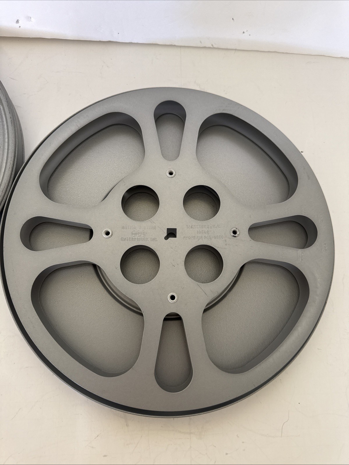 Vtg Motion Picture Enterprises 16mm Metal Film Reel 10 3/4in Canister Art Decor