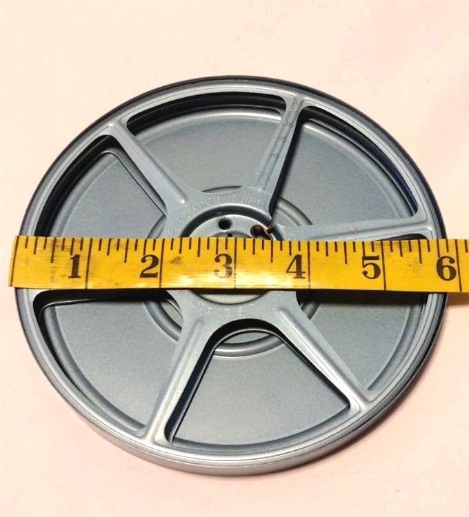 2 Vintage Blue Metal 8mm Film Reels and Canisters 6″ Compco 7″ No Name B2