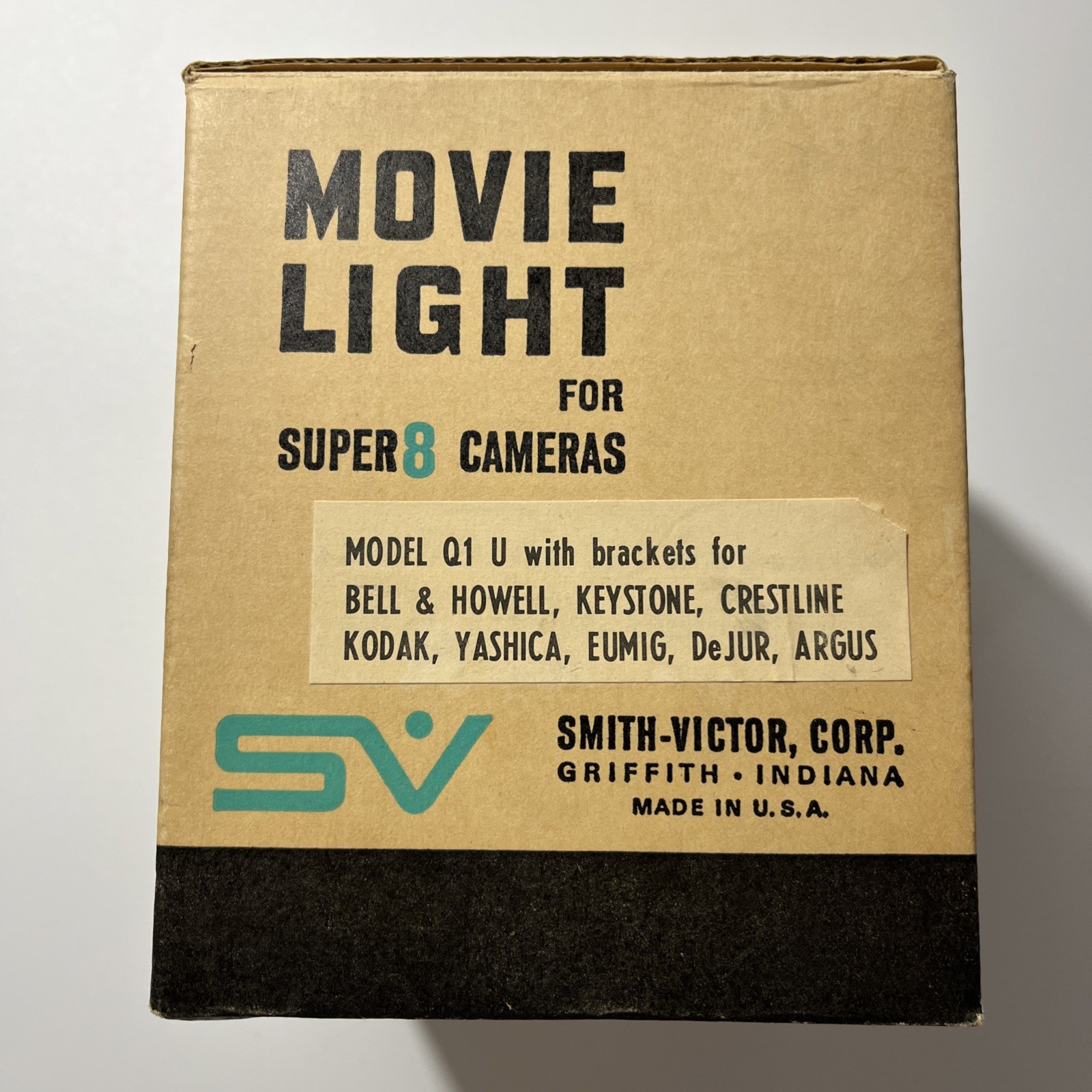 Smith-Victor Movie Light Model Q1U for Super 8 Cameras in Box Working 650 Watt