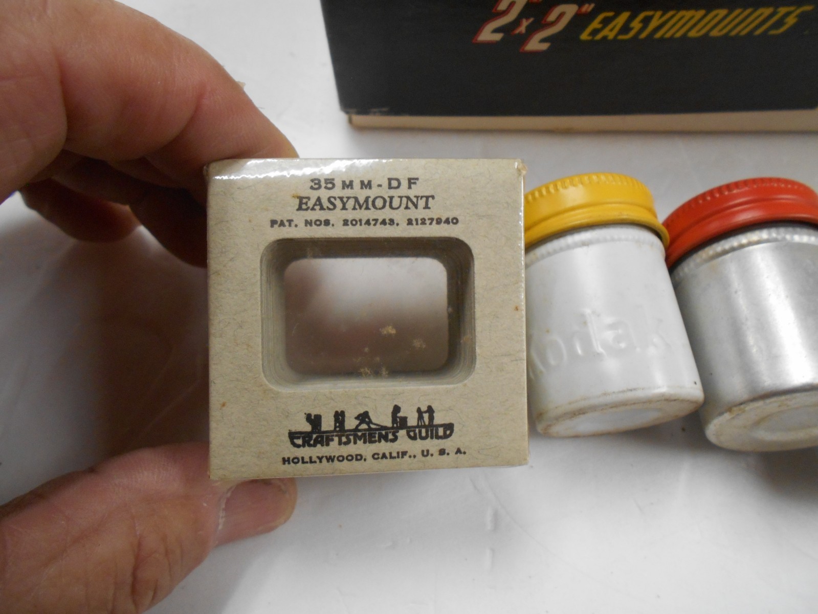Vintage 2″x2″ EASYMOUNTS for Film Slides and 3 Film Cans