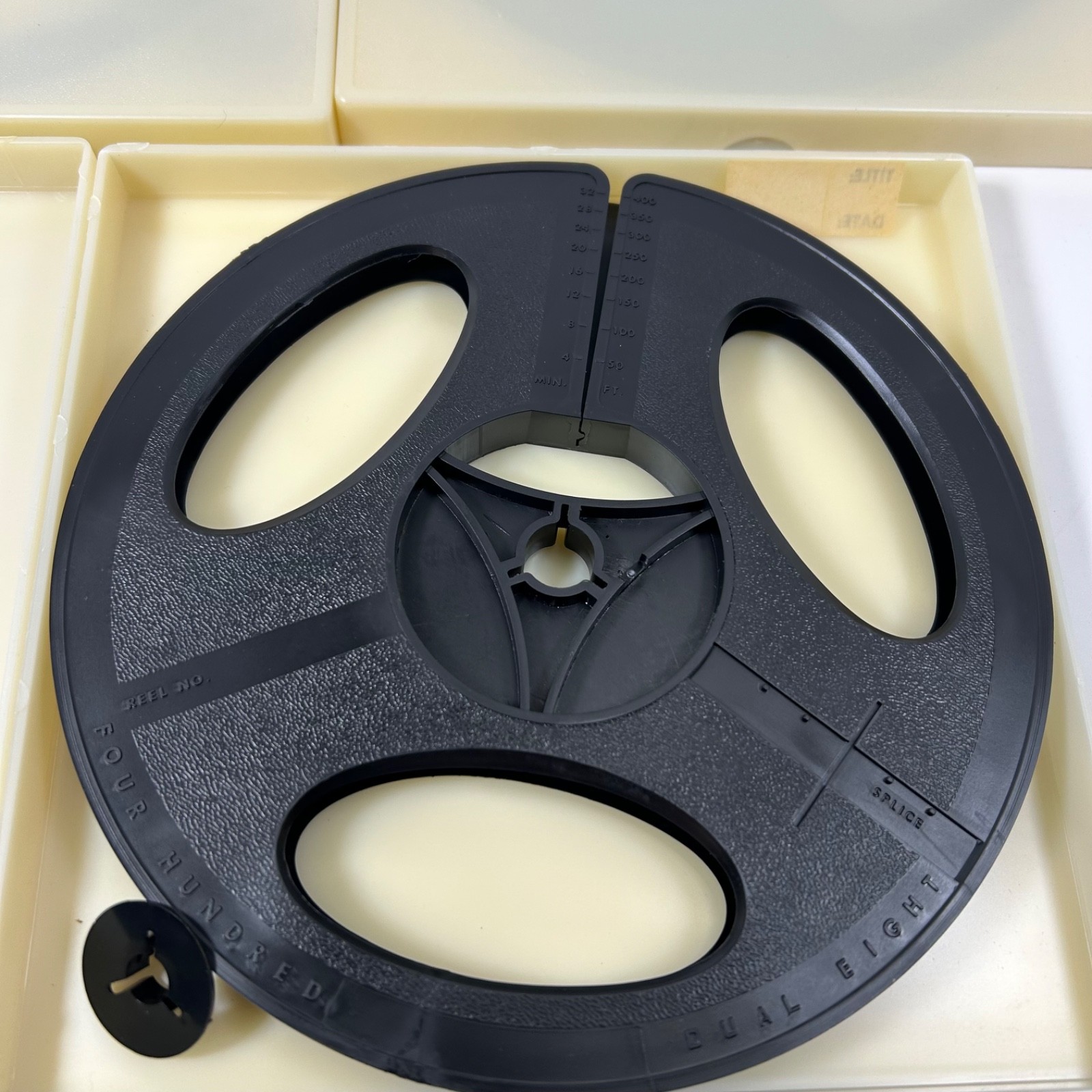 Lot of 3 Super 8mm, Black Plastic Empty Film Reels 7″, 400 Feet with Cases