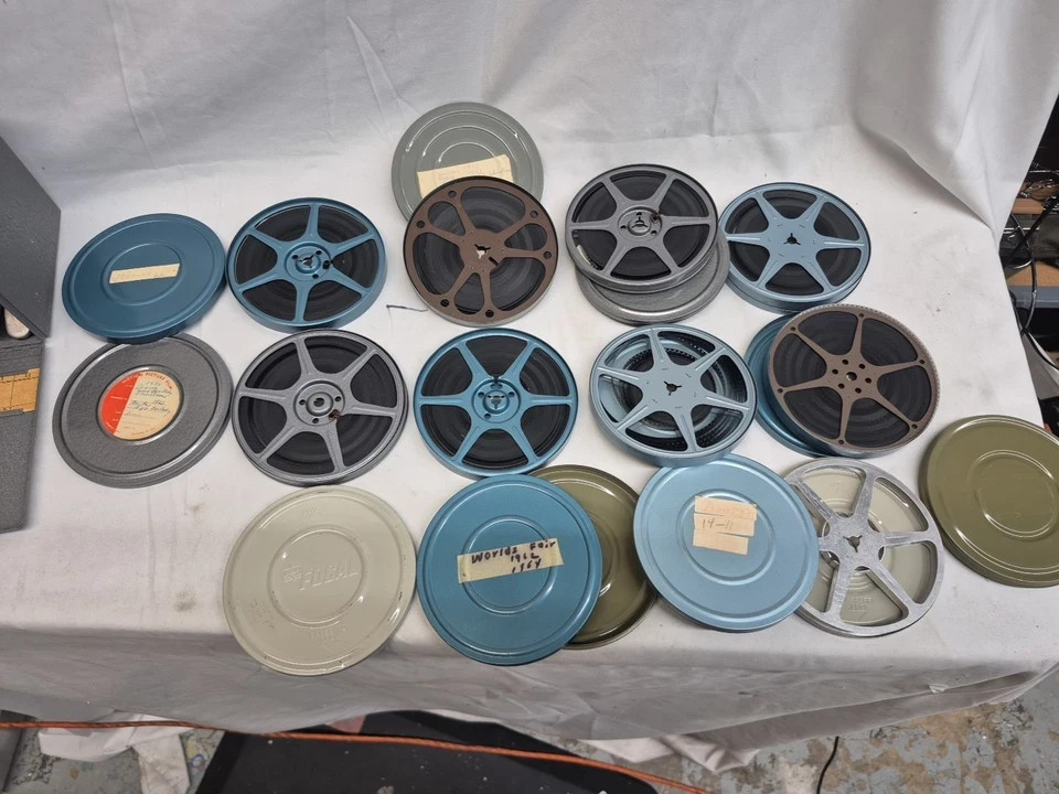 8MM Film Movie Reel Storage Case w/ Home Movie Worlds Fair 1962 Zoo Lake