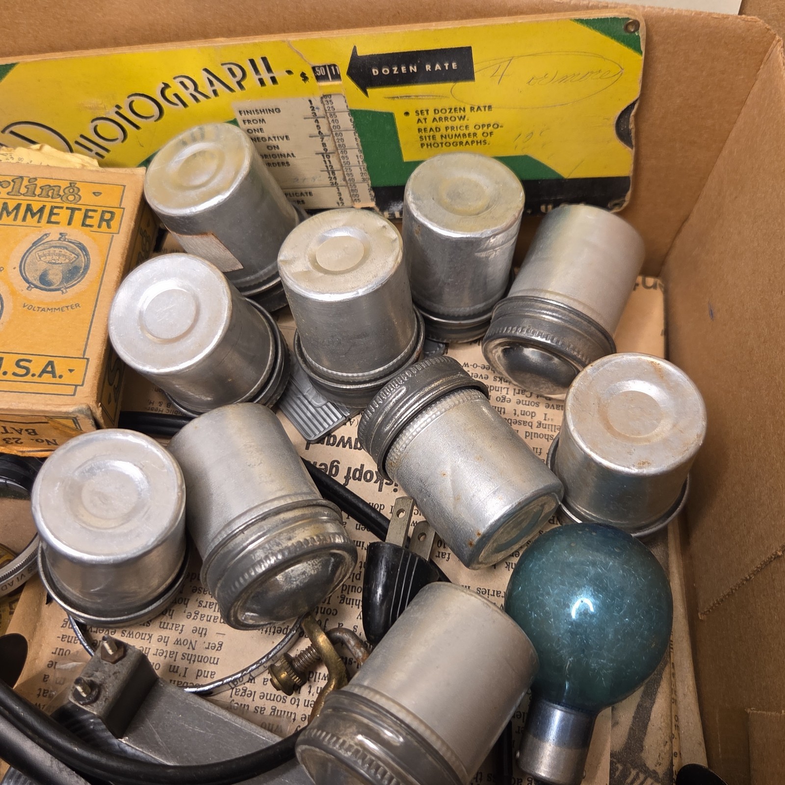 Vintage Camera Parts Accessories Mixed Lot Rangefinder Strobe Filters Bulbs