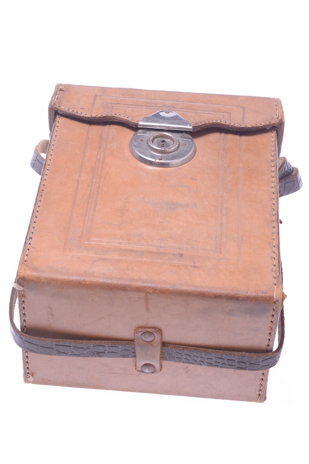 ✅ UNBRANDED 9X14.5X17.5CM ANTIQUE LEATHER CASE FOR GLASS PLATE, STEREO CAMERA