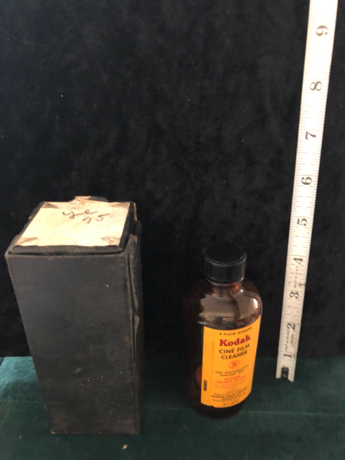 Vintage KODAK Cine Film Cleaner, Bottle,Box Holder, Instructions