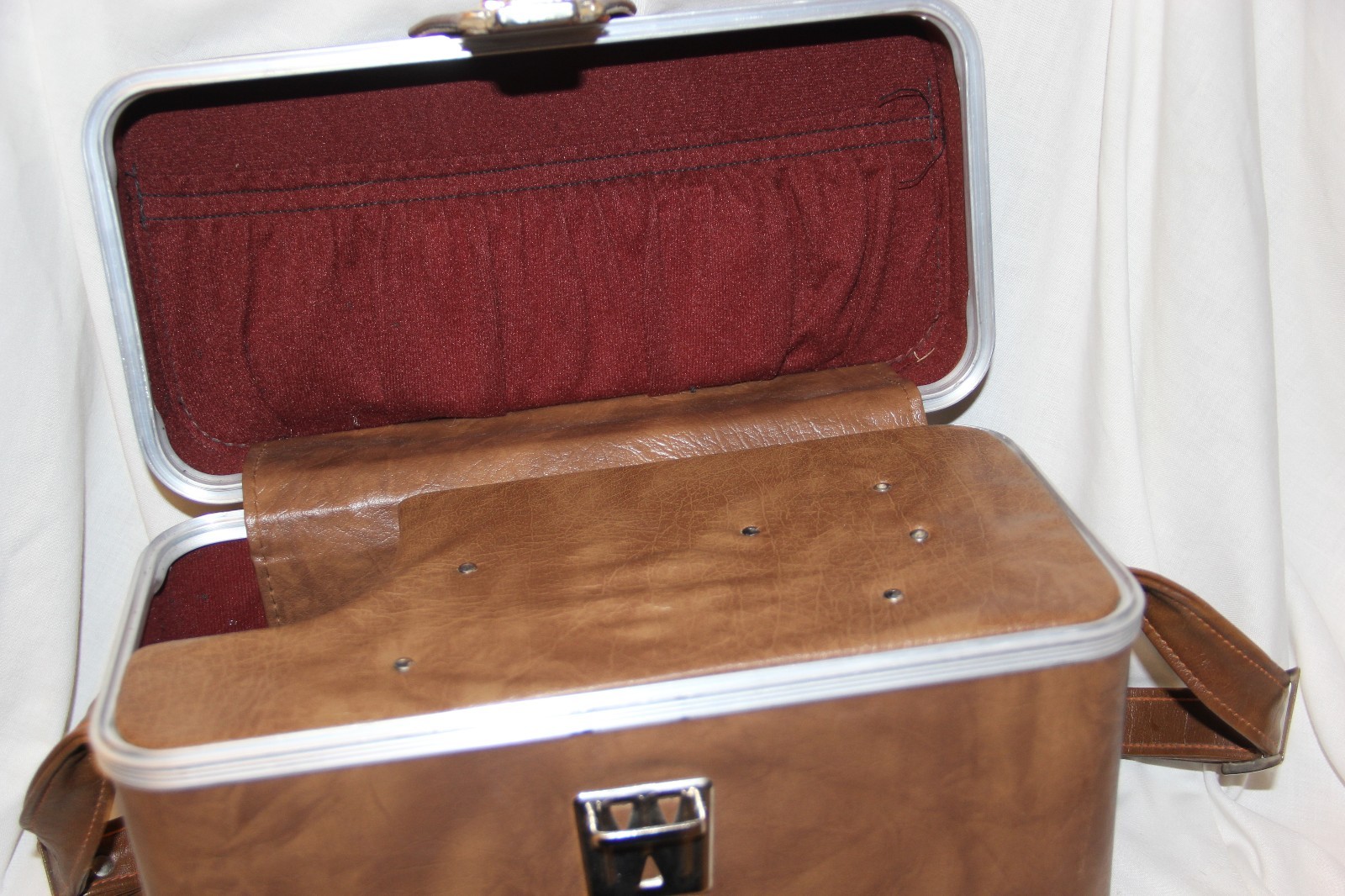 Vintage Hard Brown Camera Case With Shoulder Strap