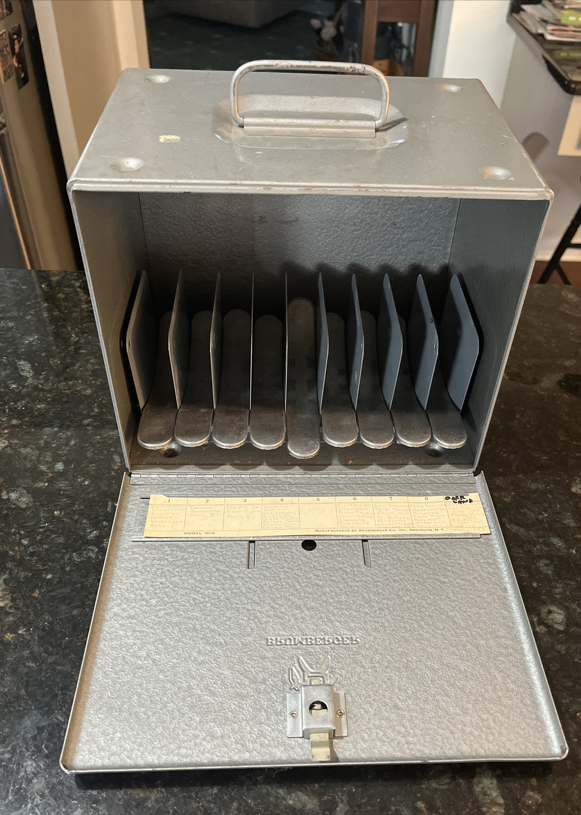 Vintage Heavy Brumberger metal Film Storage box – 12 slots