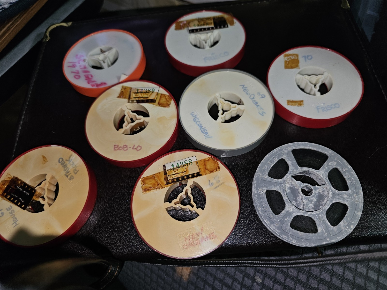Vintage BRUMBERGER Super 8mm Film Reel Holder Carry Case Metal Box Movies Etc