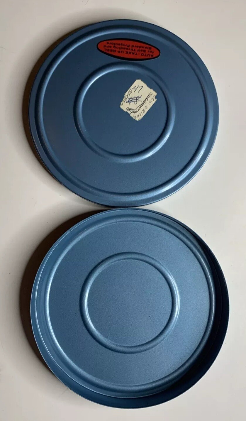 Vintage Empty 8mm Metal Film Cans Tin Canister Blue