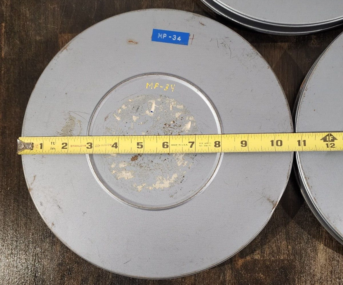 Vtg Set of 3 MPE 16mm Metal Film Reel 10 3/4in Canisters Art Decor