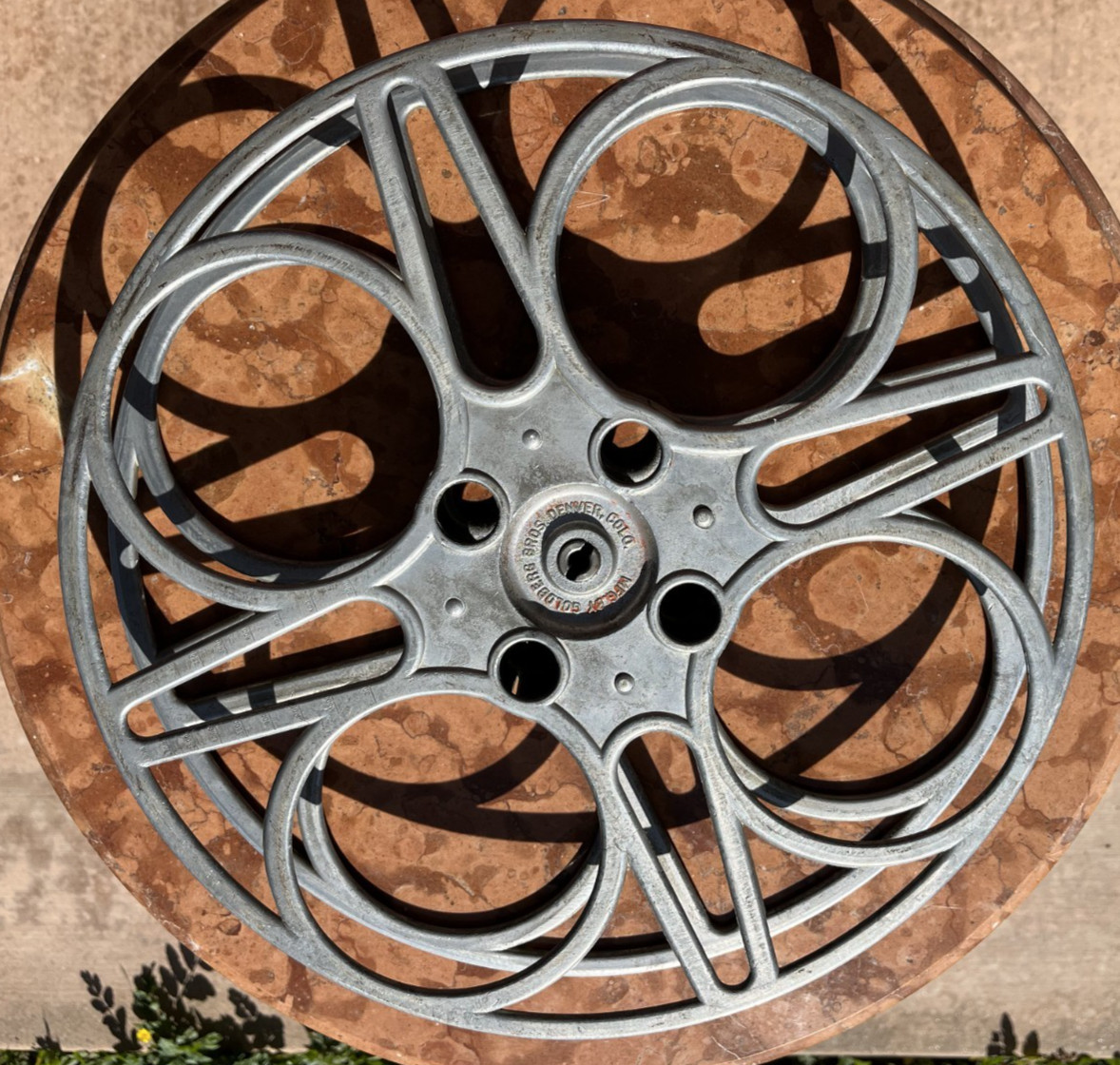 Vintage Goldberg Bros. 15″ Movie Reel 4 holes – Denver Co. Cast Aluminum