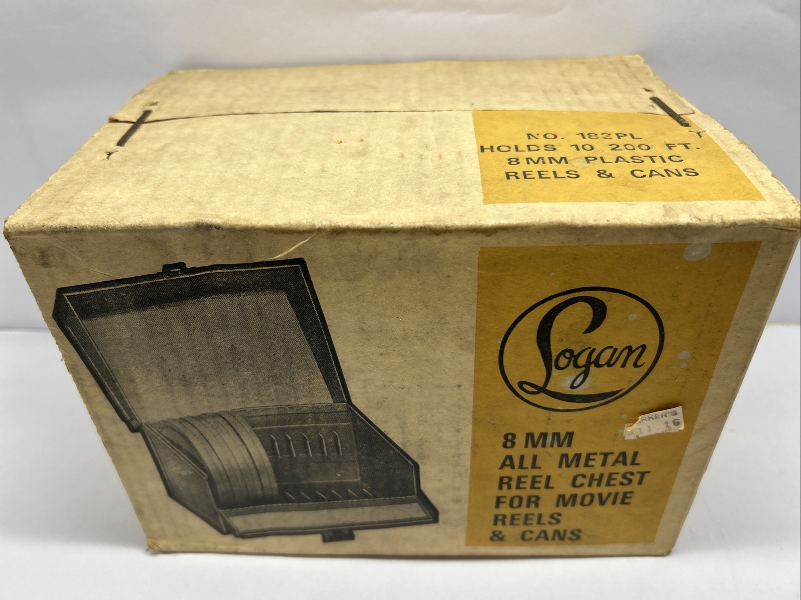New NOS Vintage Logan 183PL All Metal Reel Chest For Movie Reels & Cans