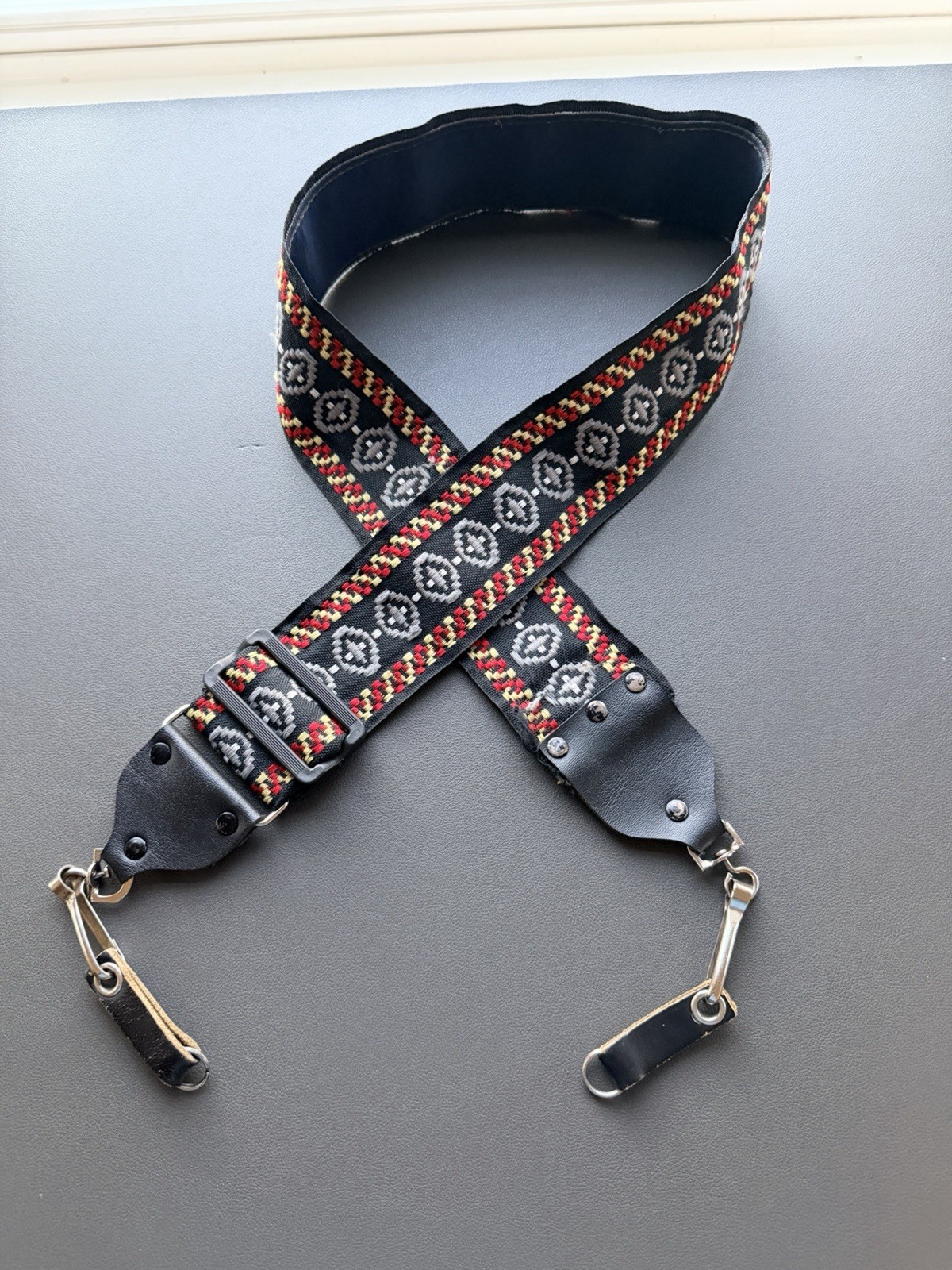 Vintage 70’s Hippie Style Camera Strap and Clip Attachments Red & Black