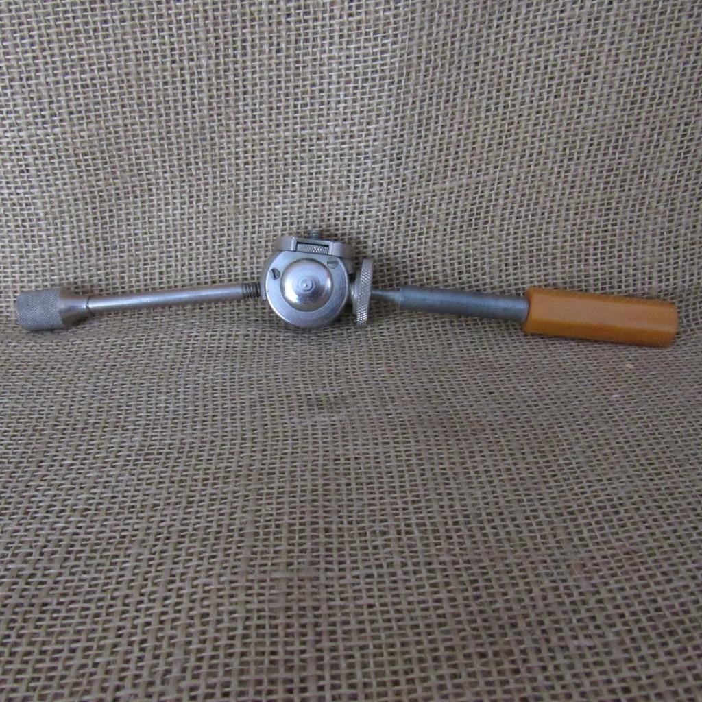 Vintage Metal Tripod Adjustable Swivel Head ~ 2 Handles 1 Bakelite ~ Clean Used