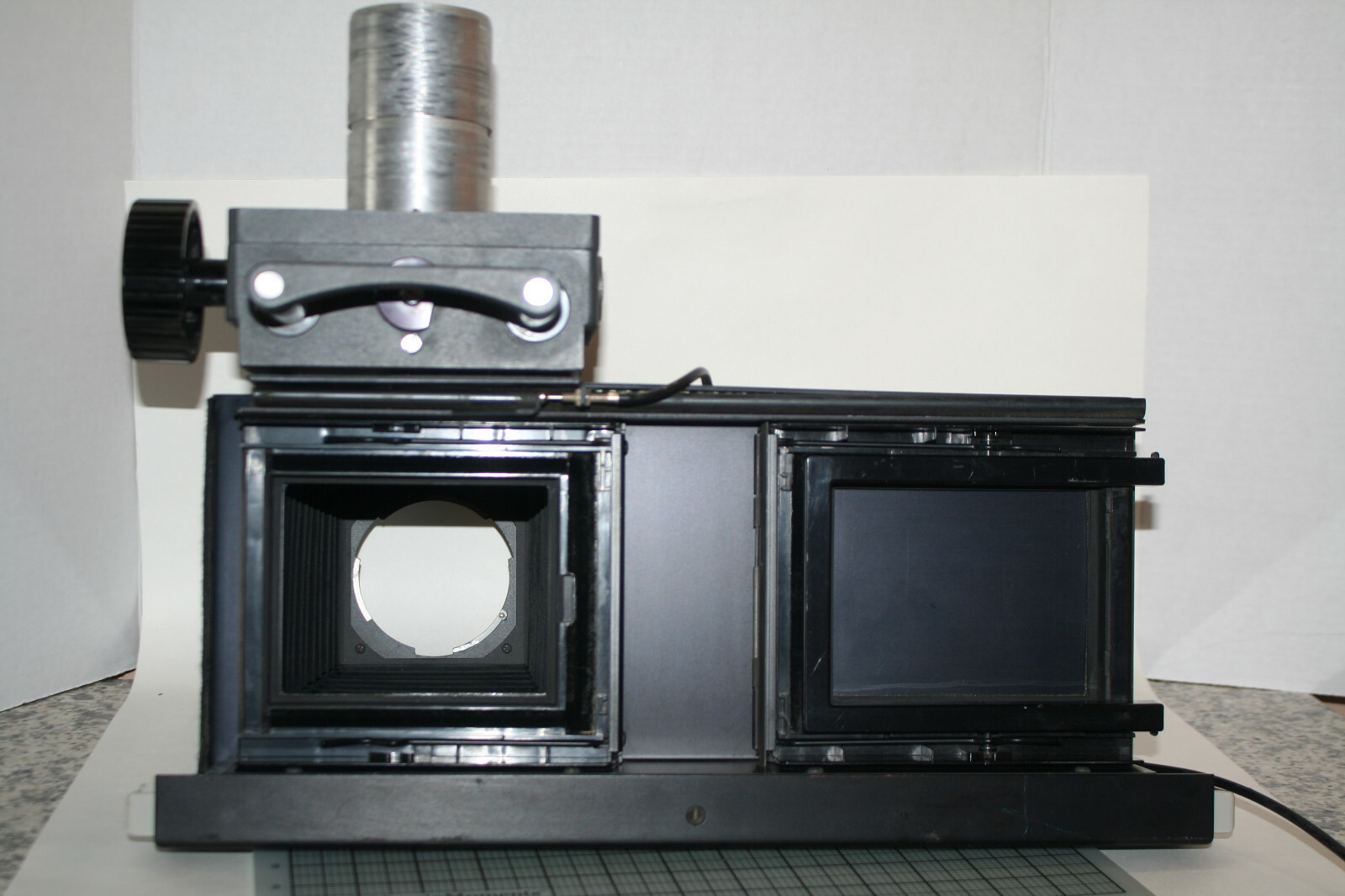 POLAROID MP-4 FOCUSING BELLOW HEAD W/ 4×5 SLIDING CAMERA HEAD *
