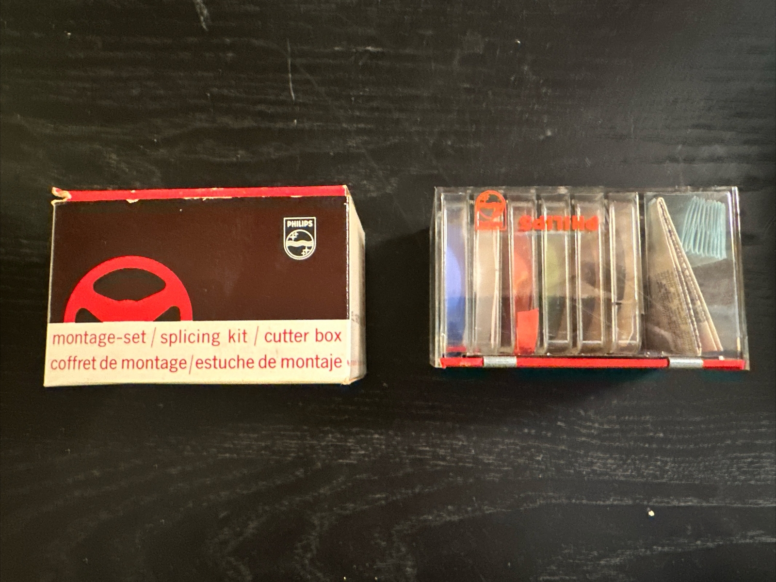 Philips Splicing Kit Montage Set Cutter Box Film 8mm Movie Film NOS